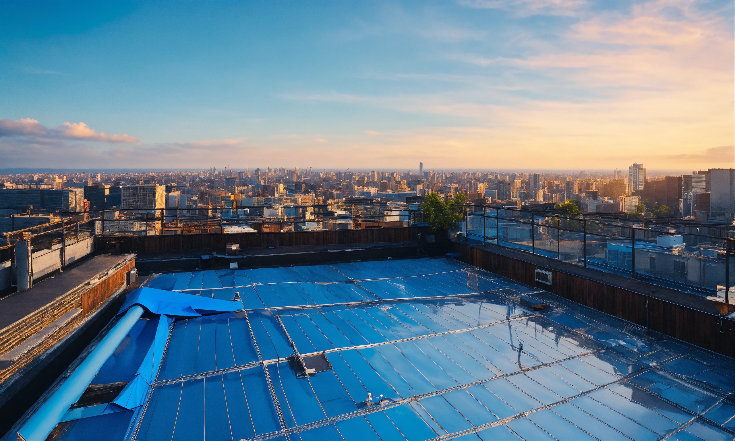 Lexica - Highrise rooftop, blue sky, 4k, bright