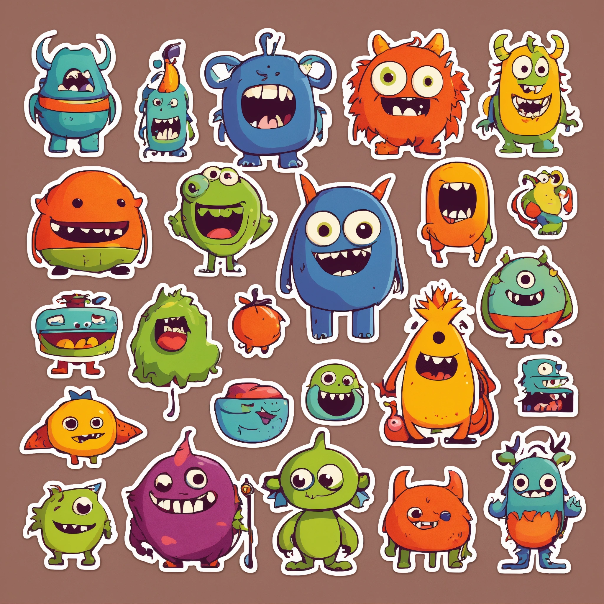 Lexica - Funny monsters simple sticker in Pixar style, minimalism