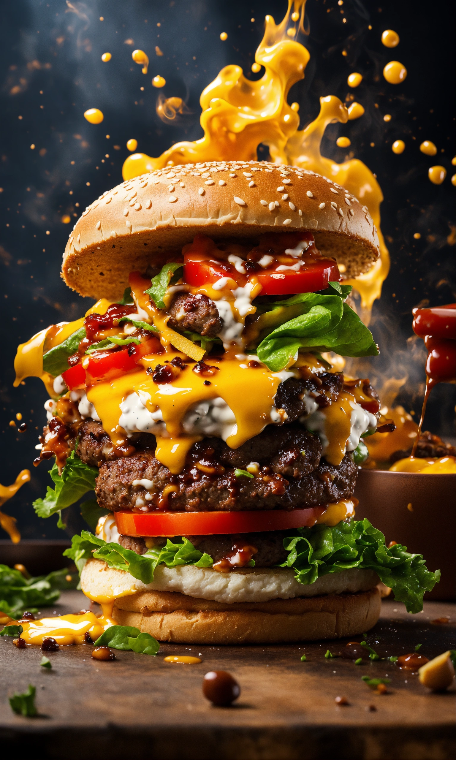 Lexica - “Capture dynamic splashes of food in flying food photography ...