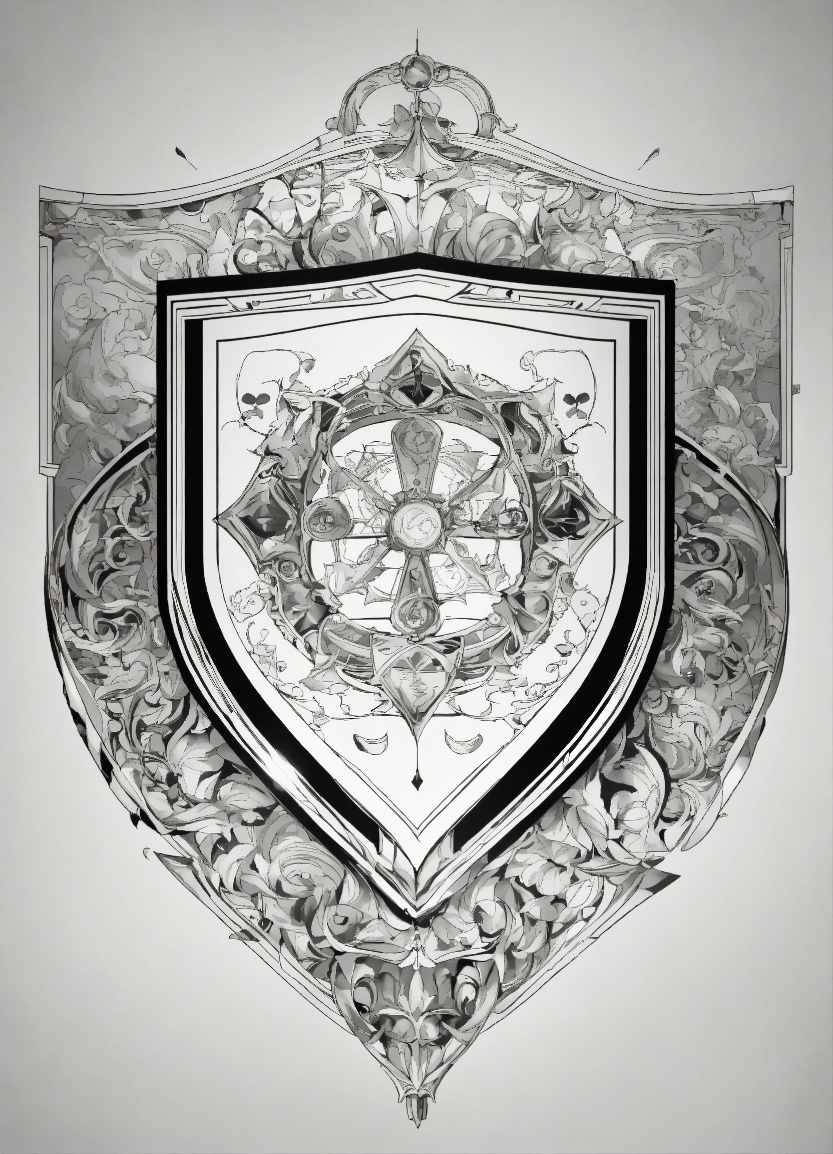 Lexica - Magic shield, vector, monochrome, line art, minimalism ...