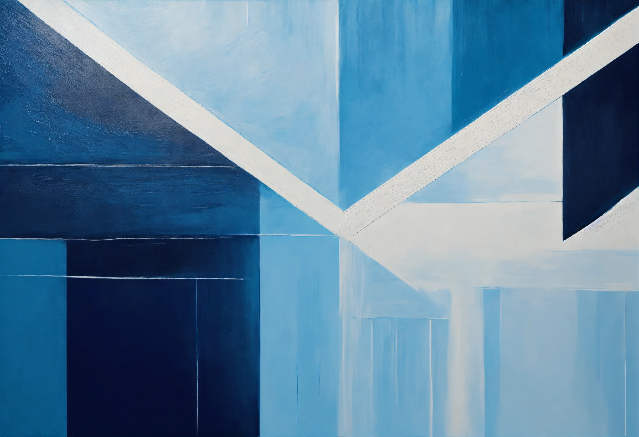 Lexica - A minimalist geometric abstract painting in shades of blue and ...
