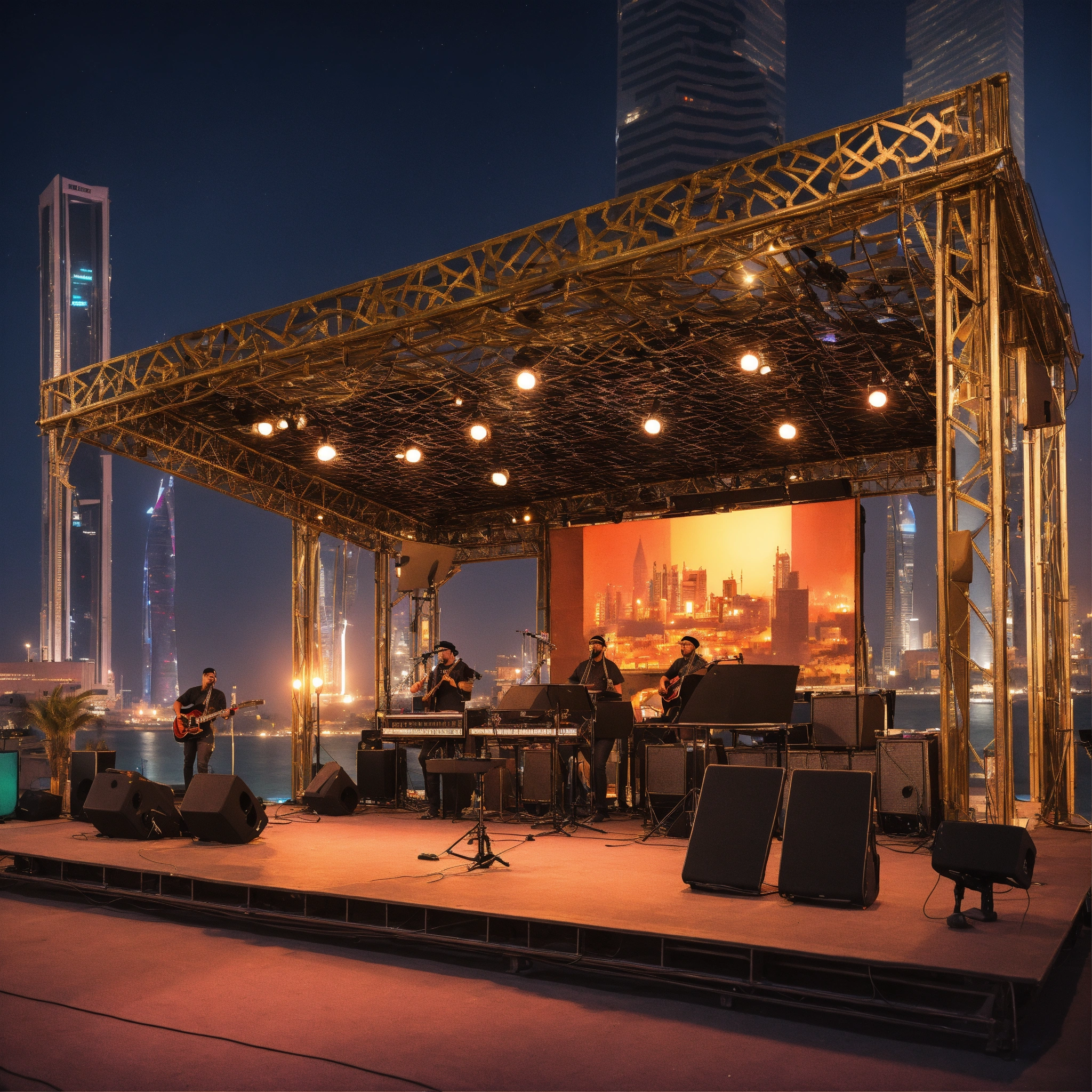 Lexica - Bahraini style elevated concert stage with live music bands