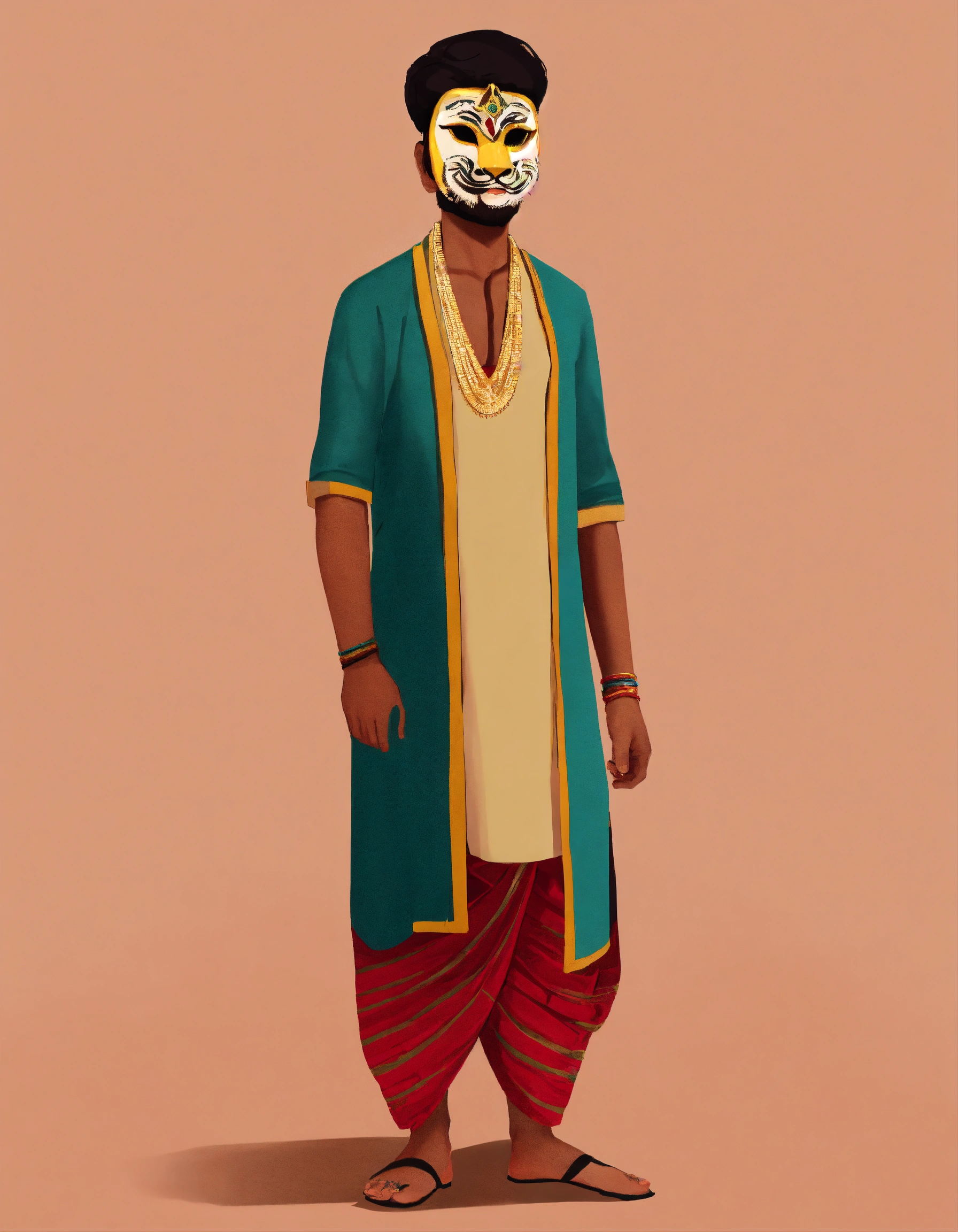 Lexica A guy in Tamil traditional attire, wearing lungi , wearing an