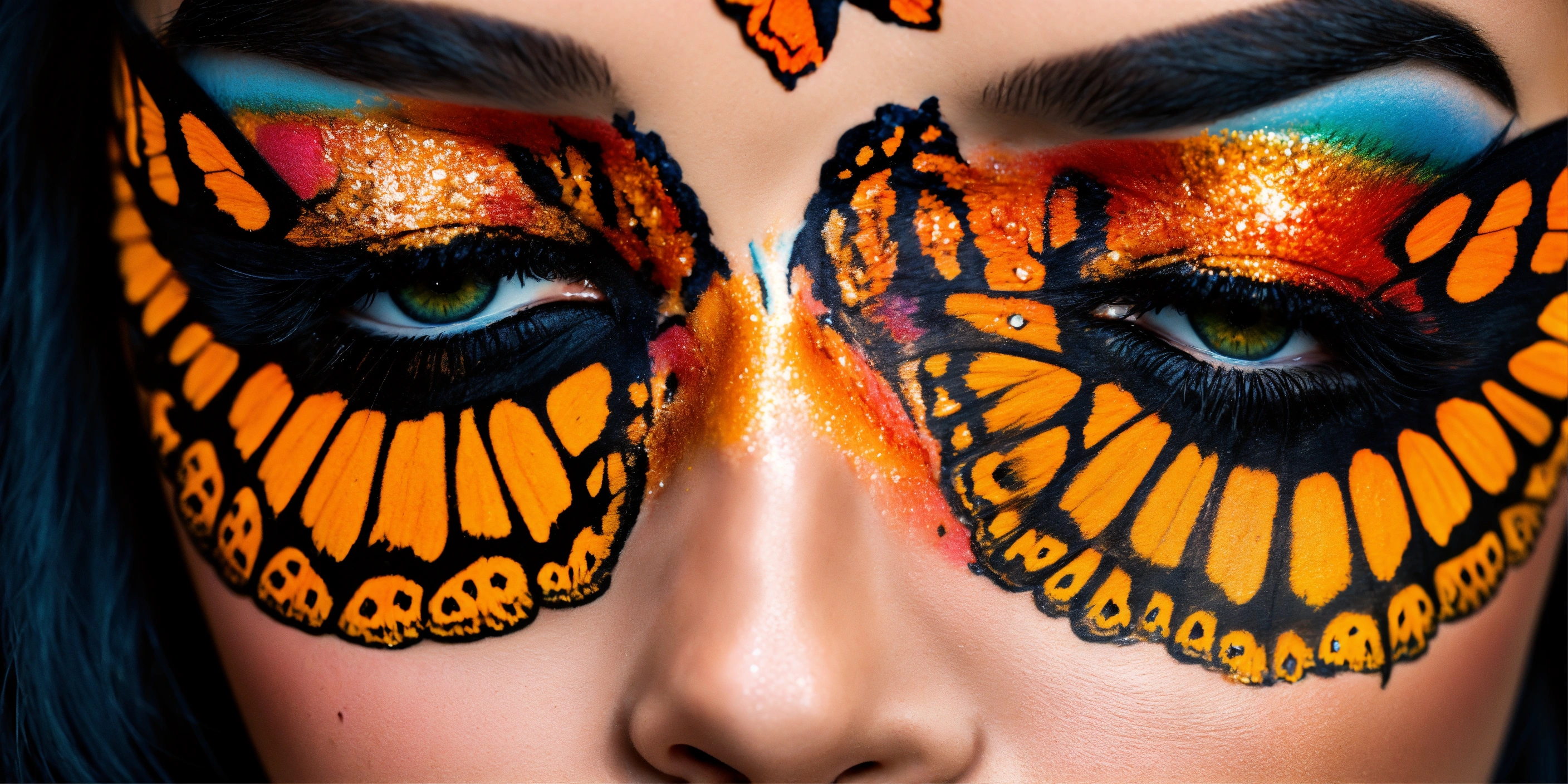 Lexica - Create a drawing of a woman’s face with a monarch butterfly ...