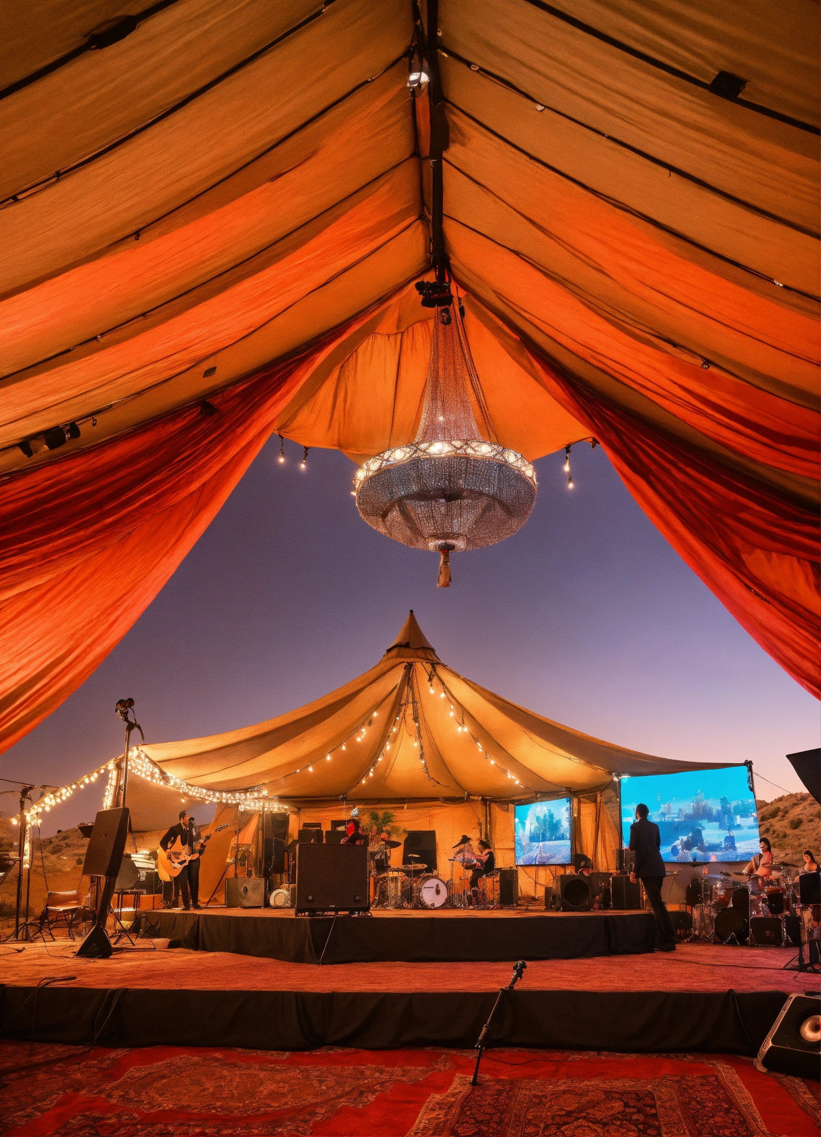 Lexica - Elegant desert Arabian tent themed outdoor concert stage with ...