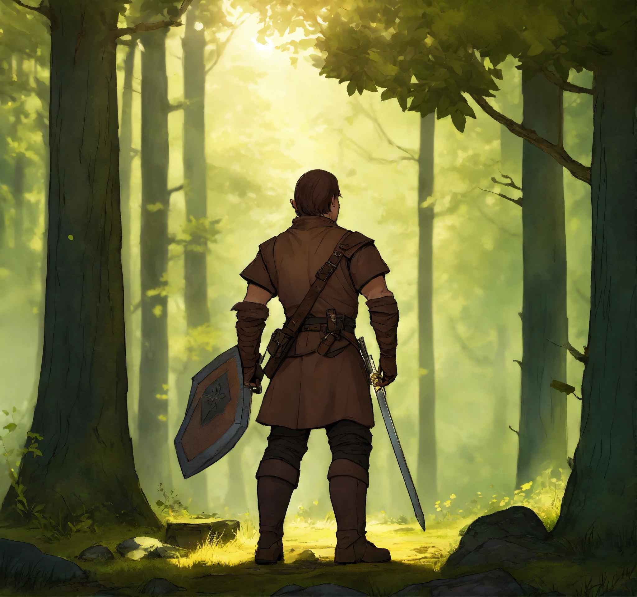 Lexica - Body Shot, daytime, halfling, standing guard forest background ...