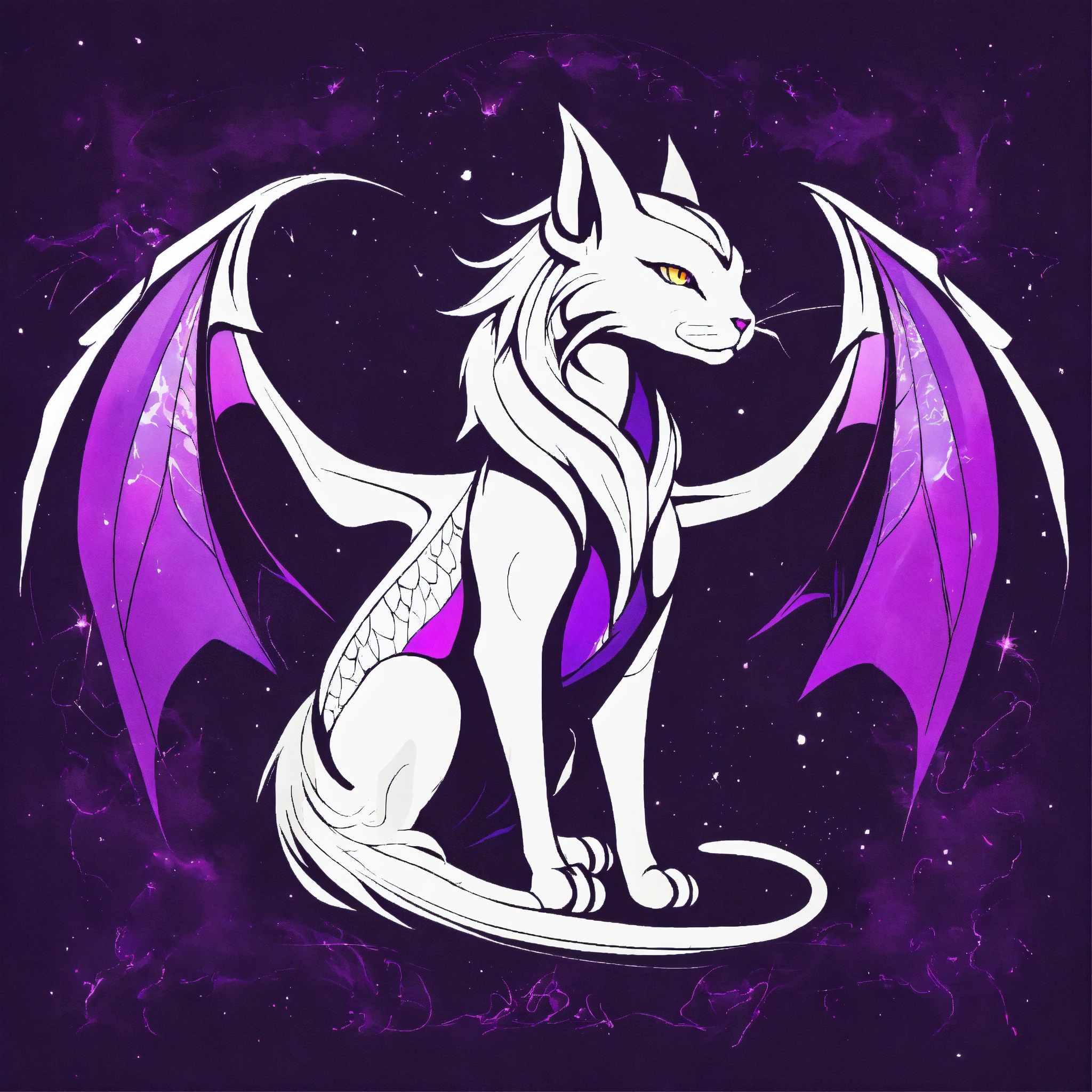 Lexica - White purple Dragon Cat with wings the wizard, fantasy, anime ...