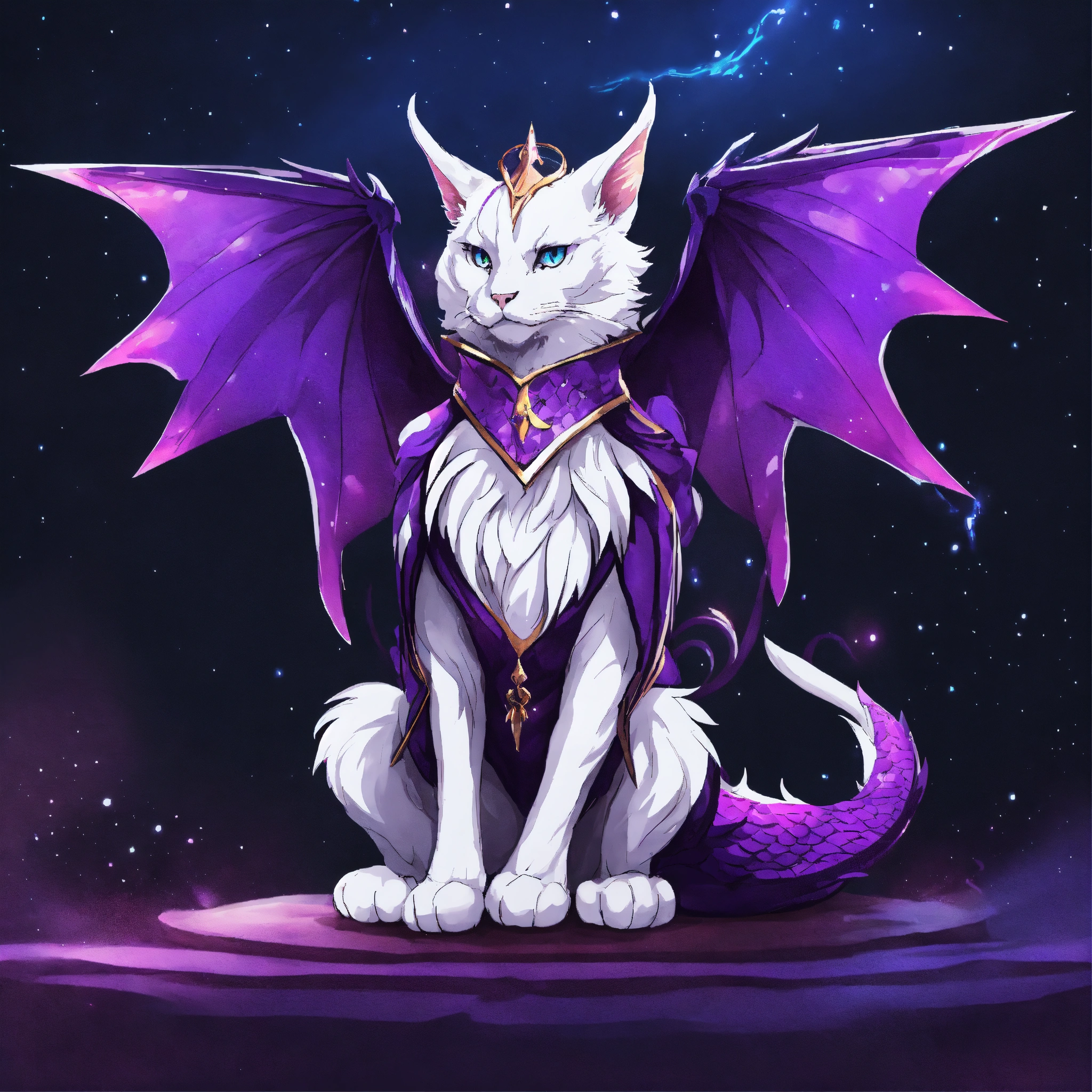 Lexica - White Black purple Dragon Cat with wings the wizard, fantasy ...