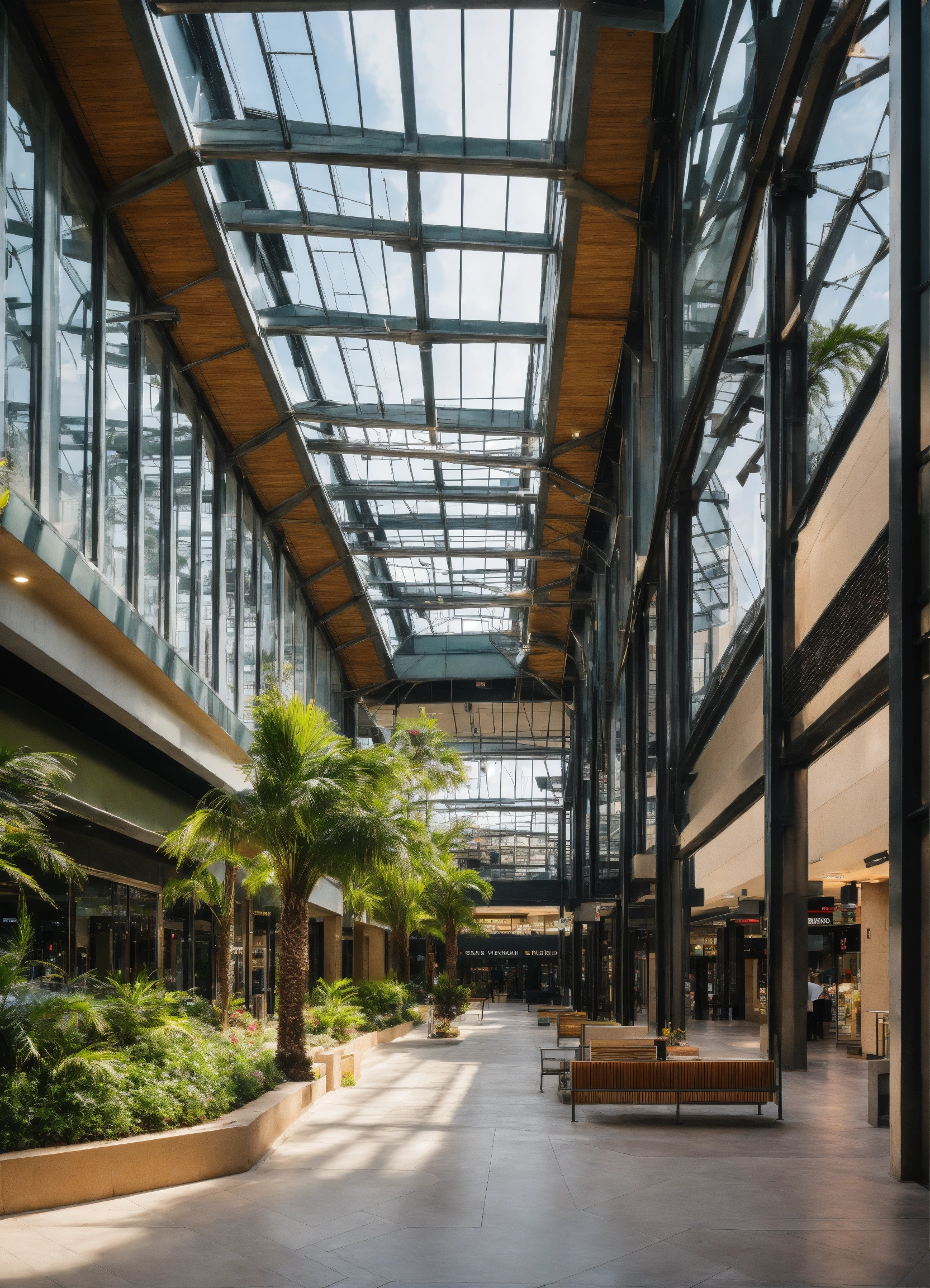Lexica - A L shaped shopping mall steel structure with palm trees ...
