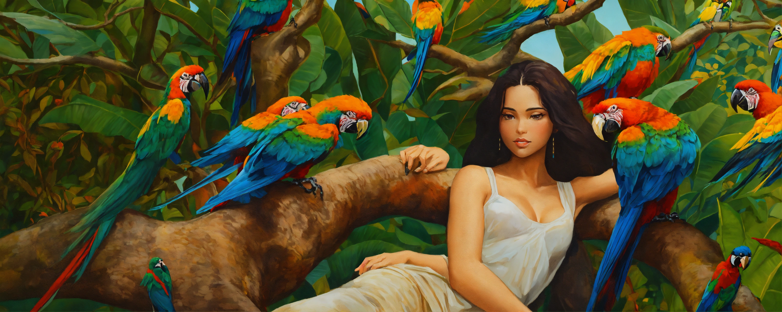 Lexica - A woman whose legs turn into the trunk of a mango tree, her ...