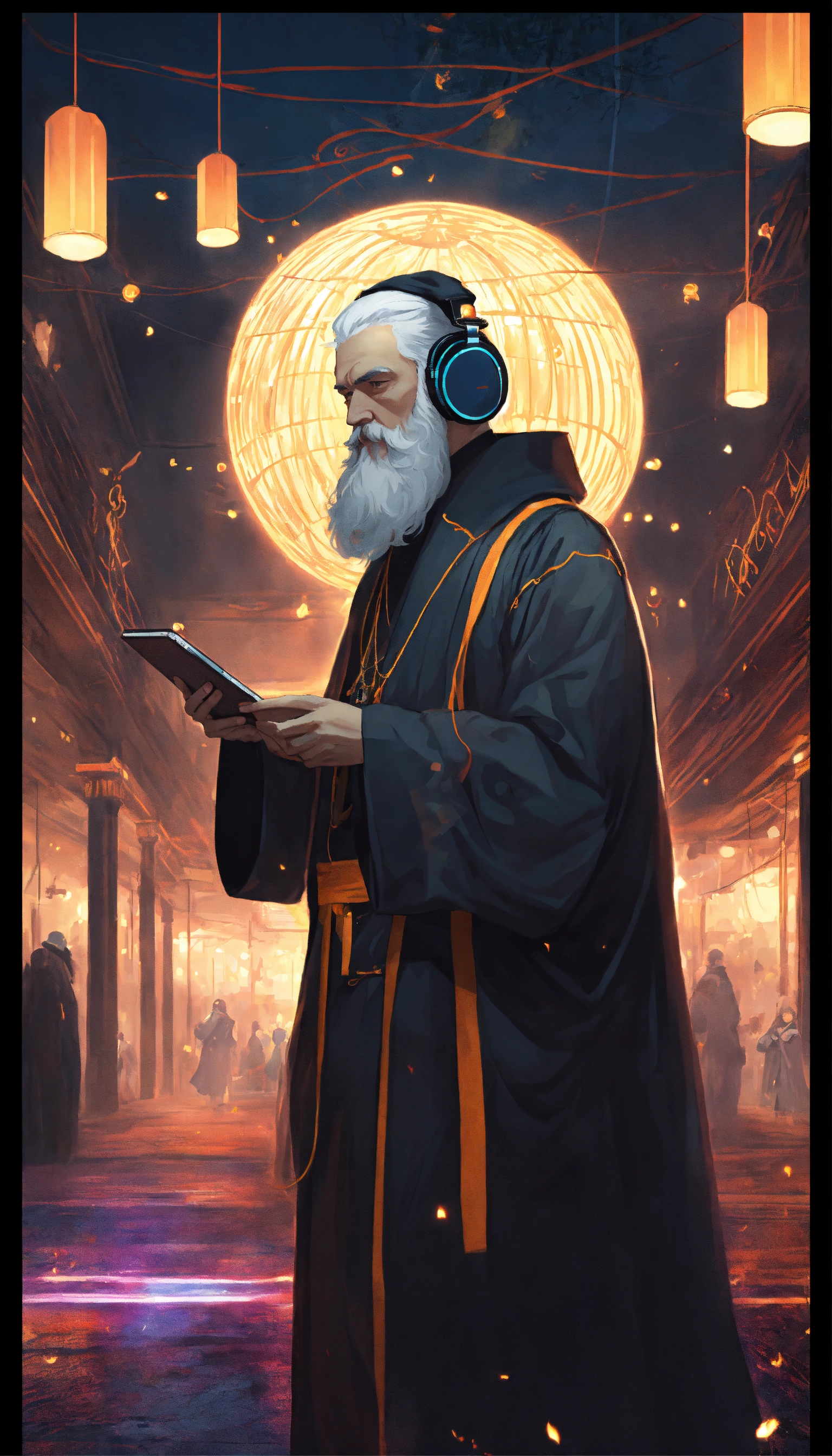 Lexica - Orthodox priest with white beard listening to music with ...