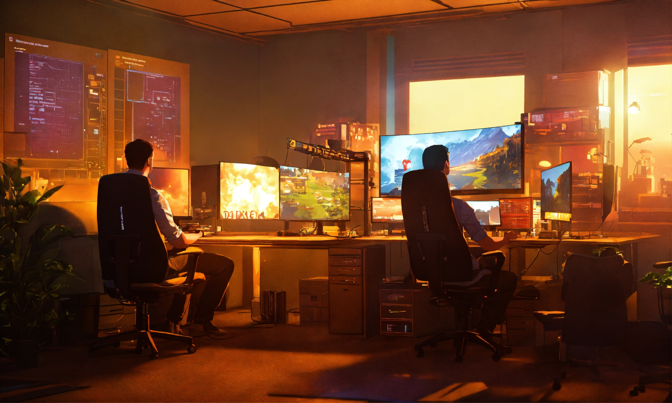 Lexica - The office of the game development company. Three specialists ...