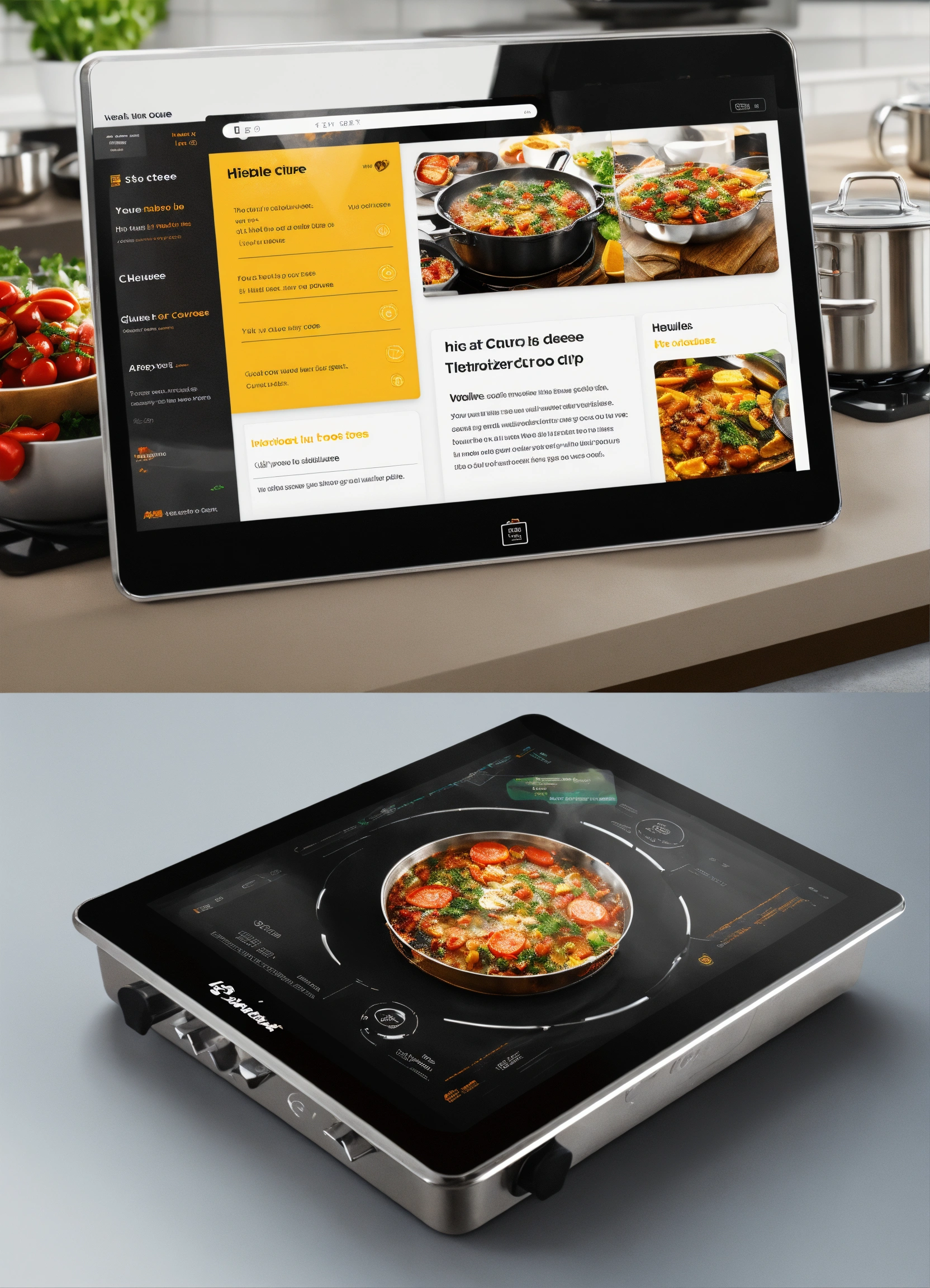 Lexica - Tablet horizontal site, ui design, induction cooktop app, 4 ...