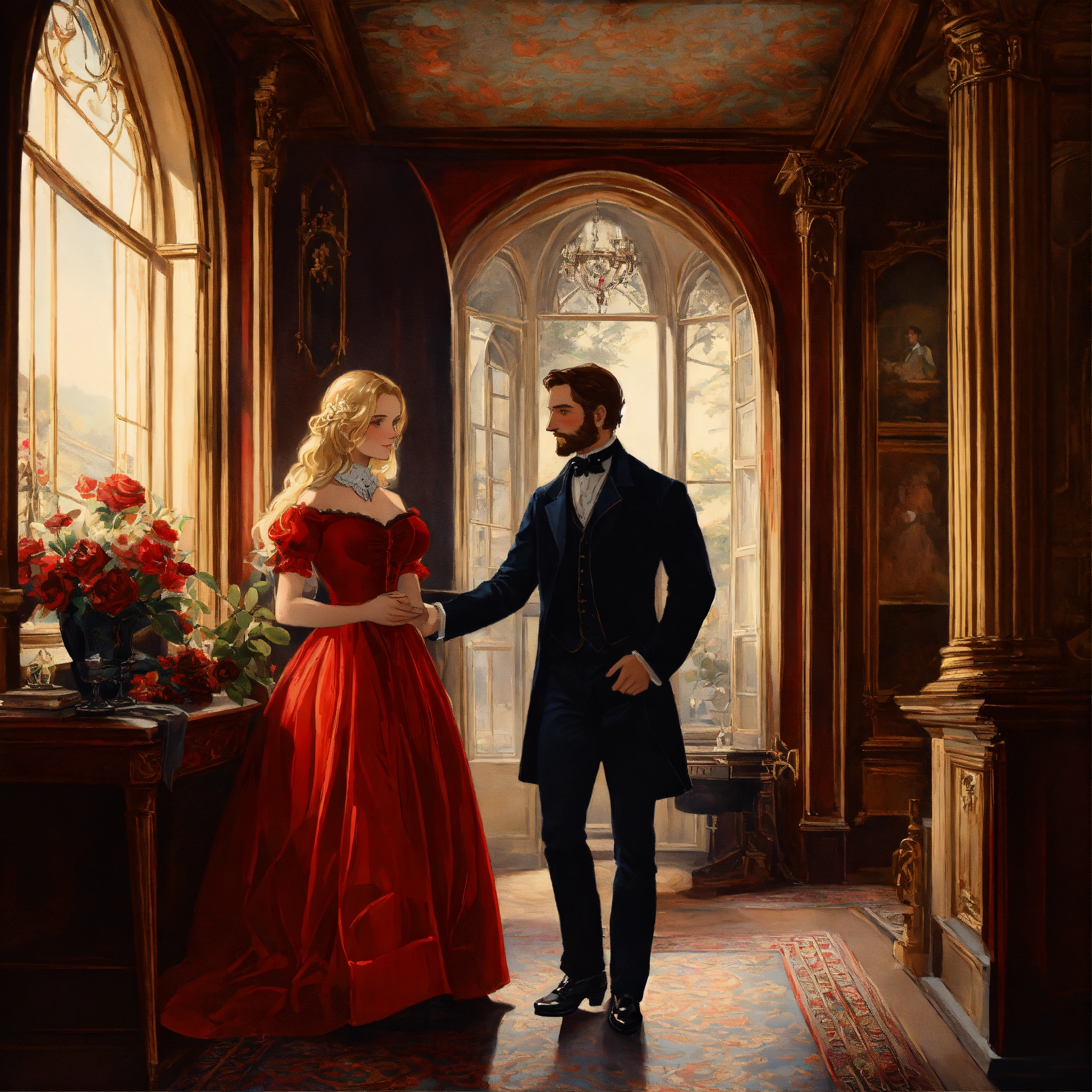 Lexica - Painting of a 19th century couple inside a gothic style ...