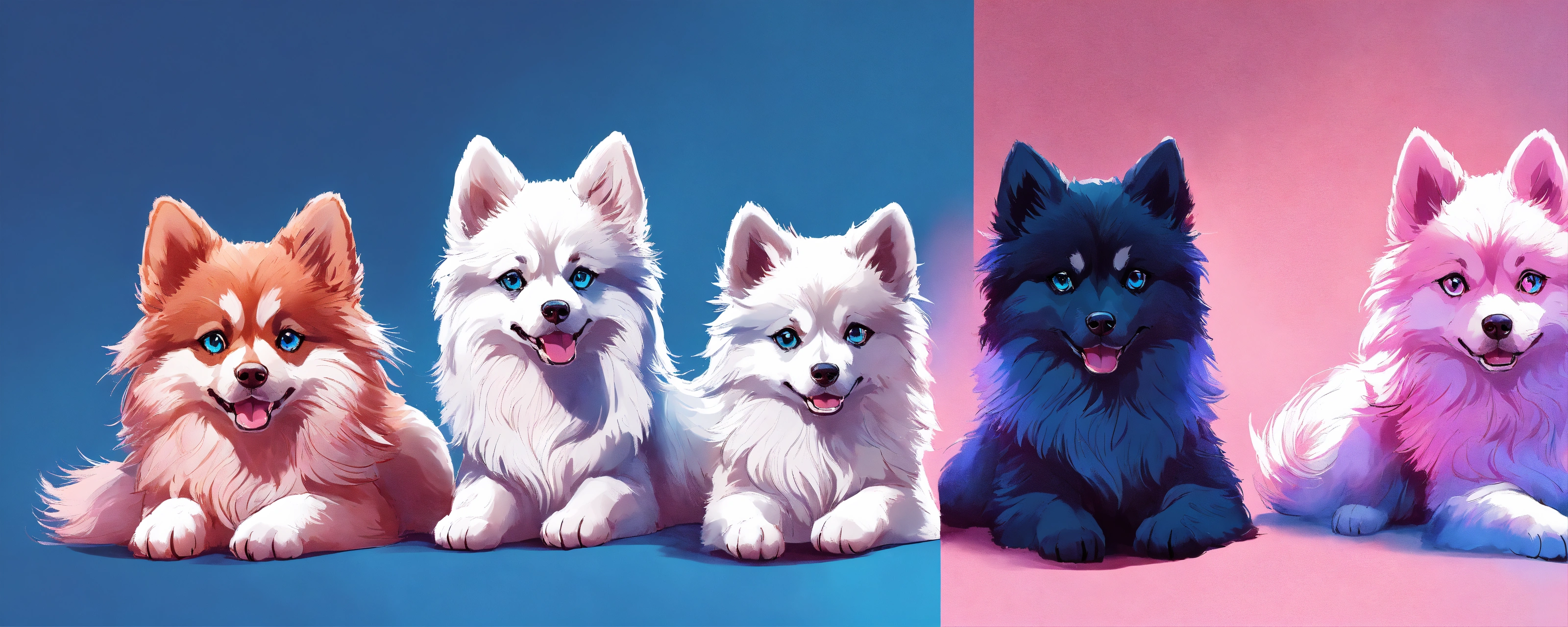 Lexica - A full body image of a pomsky black and white with long hair ...