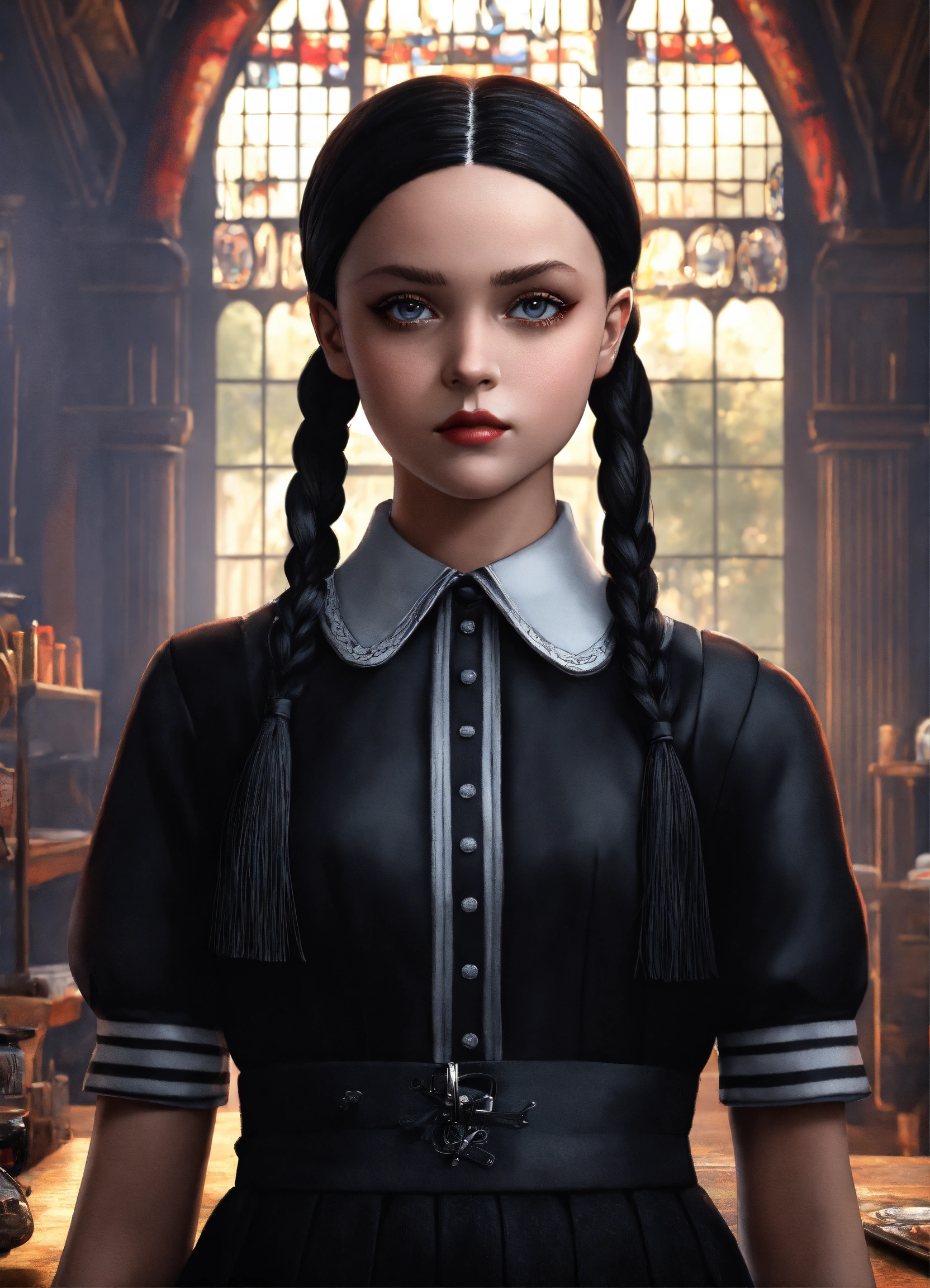 Lexica - Photorealistic, wednesday addams with her friend thing, fierce ...