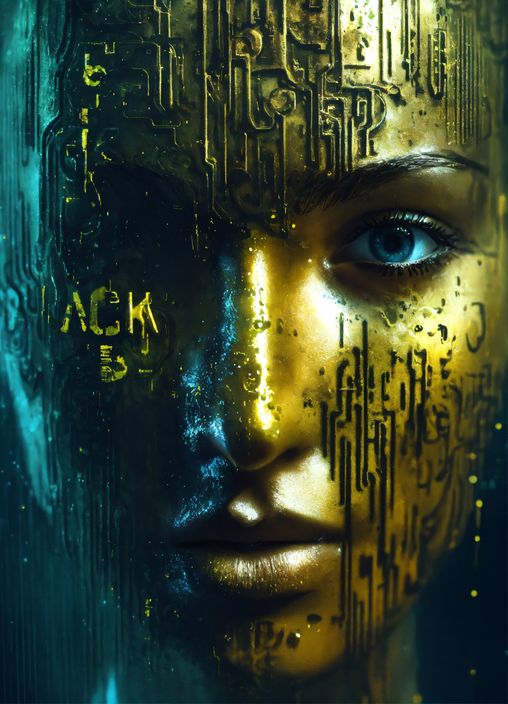 Lexica - Mysterious cyberpunk face, written in water typography.future ...