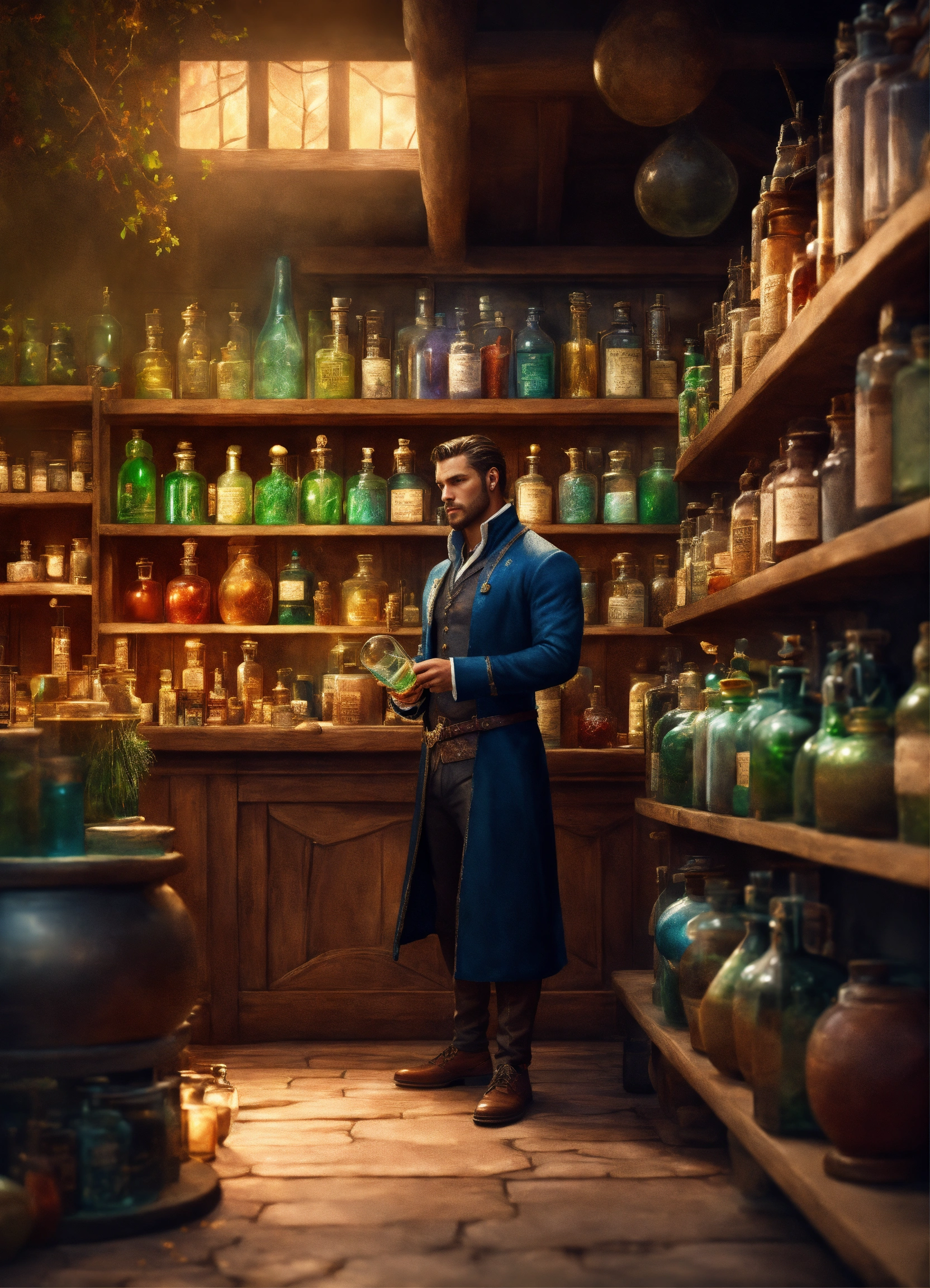 Lexica - Handsome man in potions and potions store full-length ...