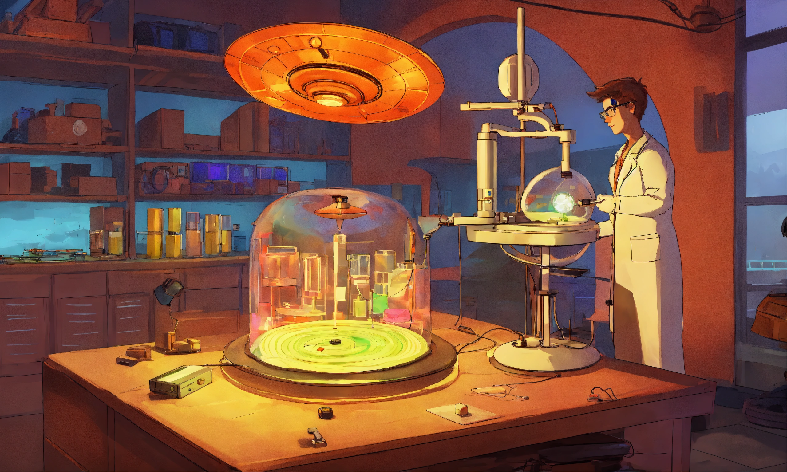Lexica - Illustrate a makeshift lab with a scientist experimenting with ...