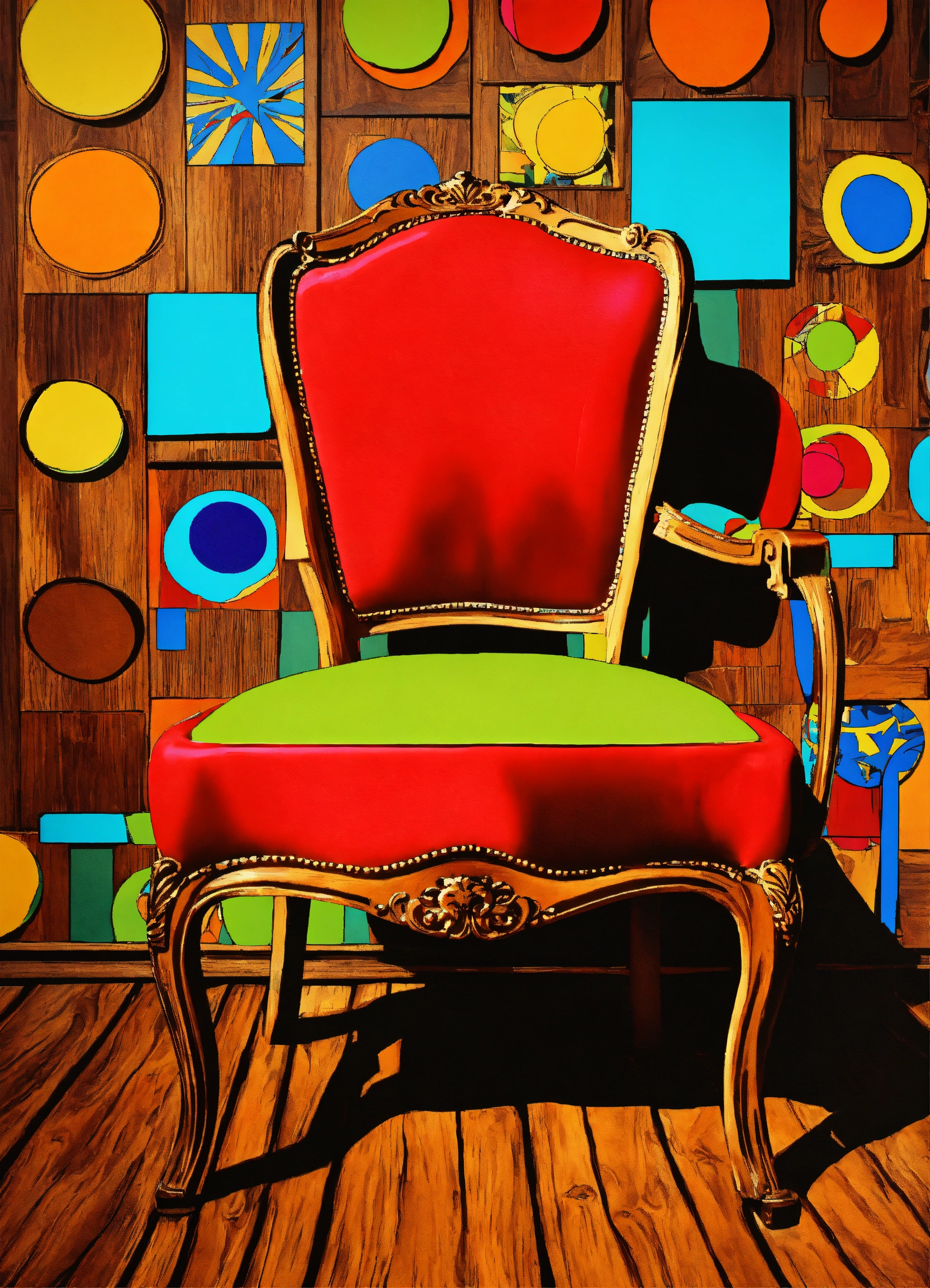 Lexica - Brown wooden chair, pop art style