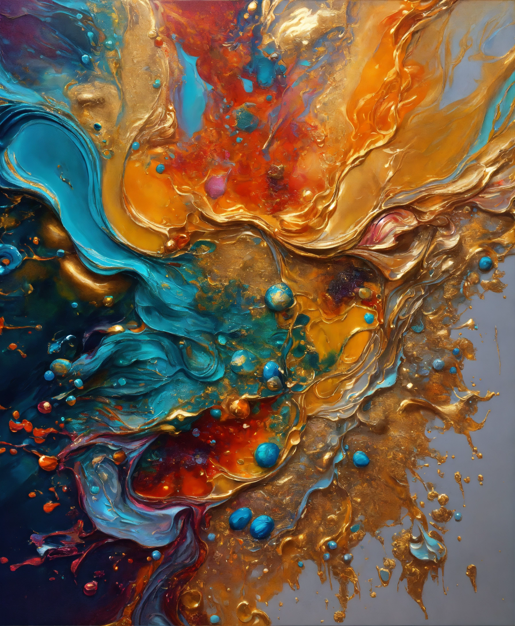 Lexica - Colorful abstract painting oil and water complex complicated ...