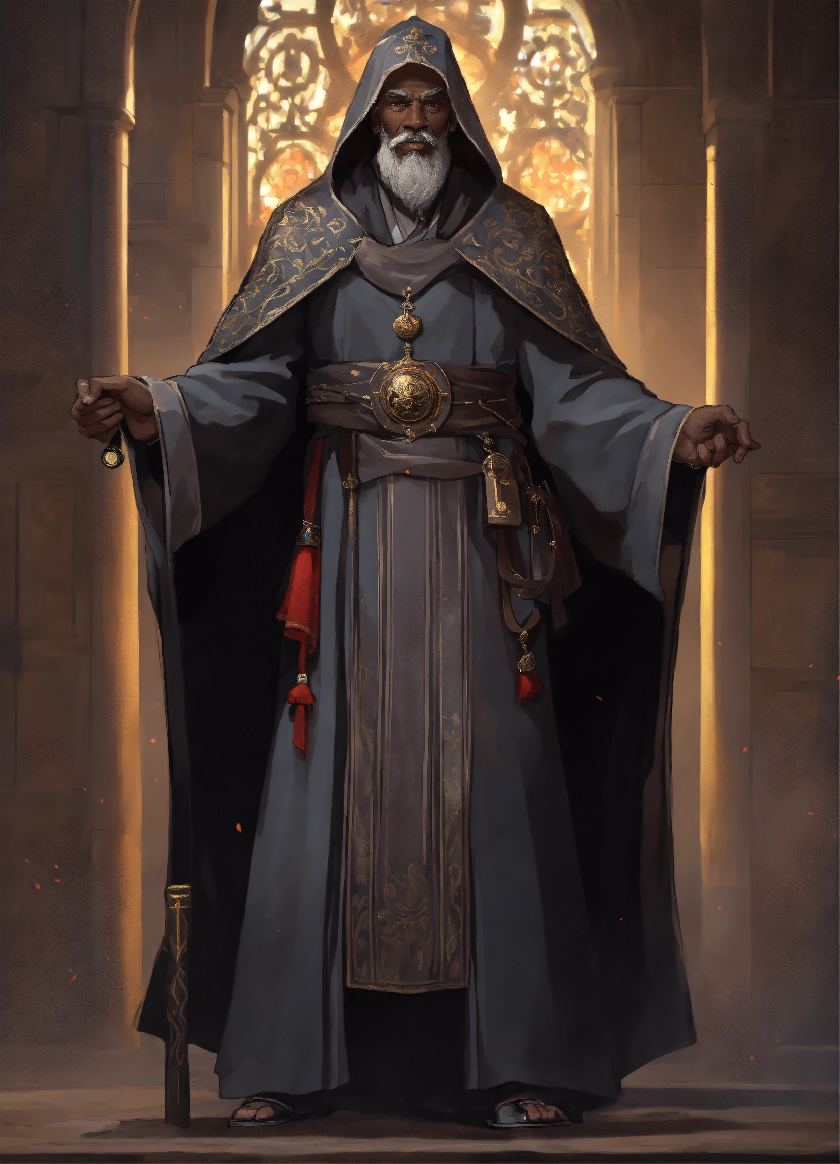 Lexica - Old man wearing gray and black monastic robes, gray short hair ...