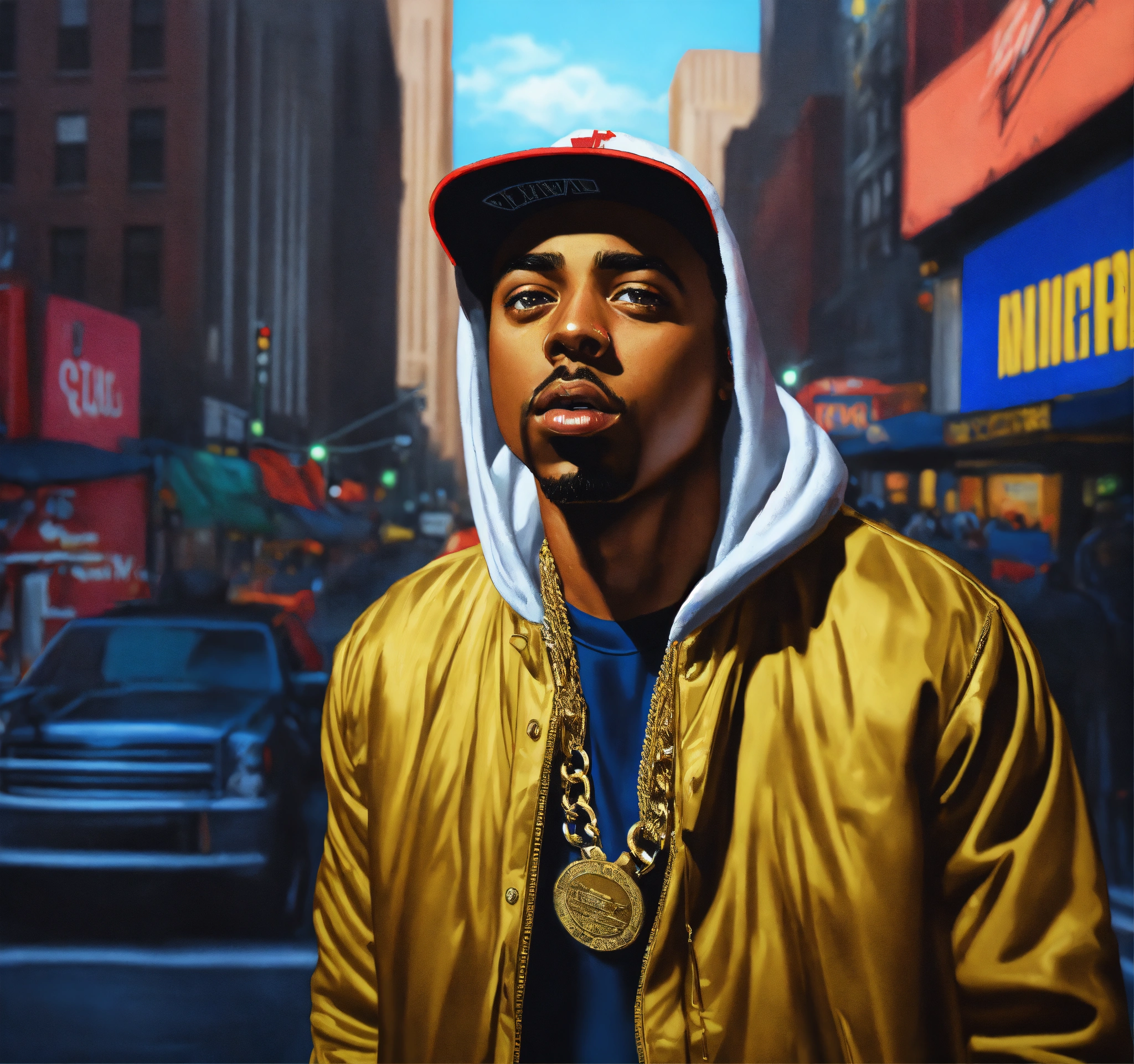 Lexica - Pop art, hyperrealist portrait of black rapper 