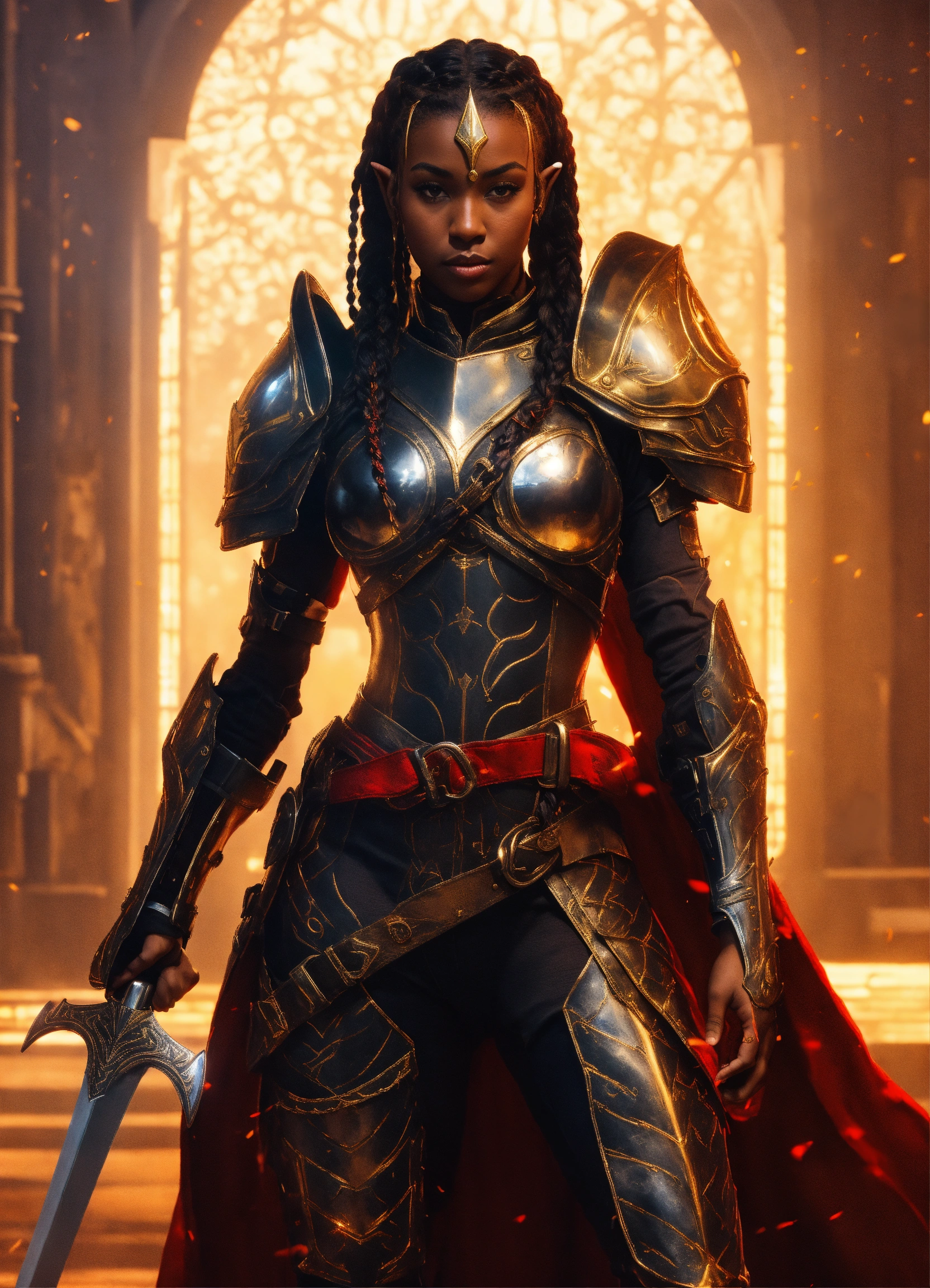 Lexica - Full body of a shapely black female high elf, with black and ...