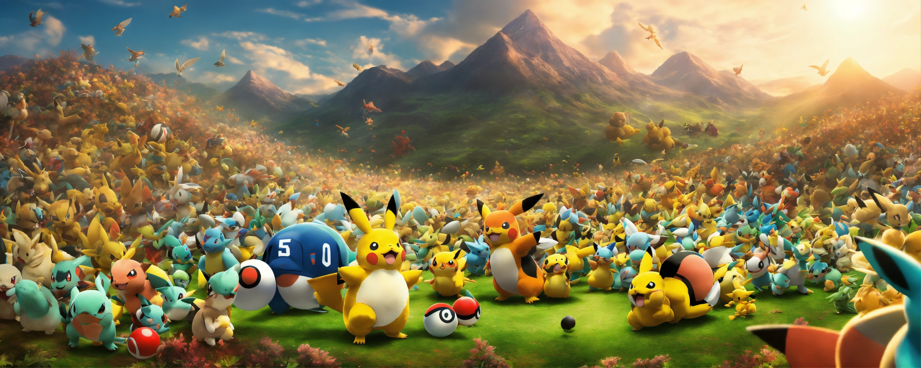 Lexica - Create an image with thousands of pokemons, posing for the ...