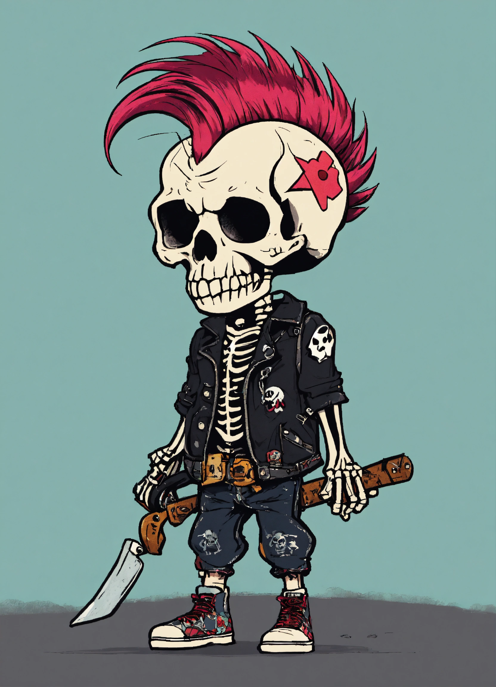 Lexica - Punk cartoon skeleton