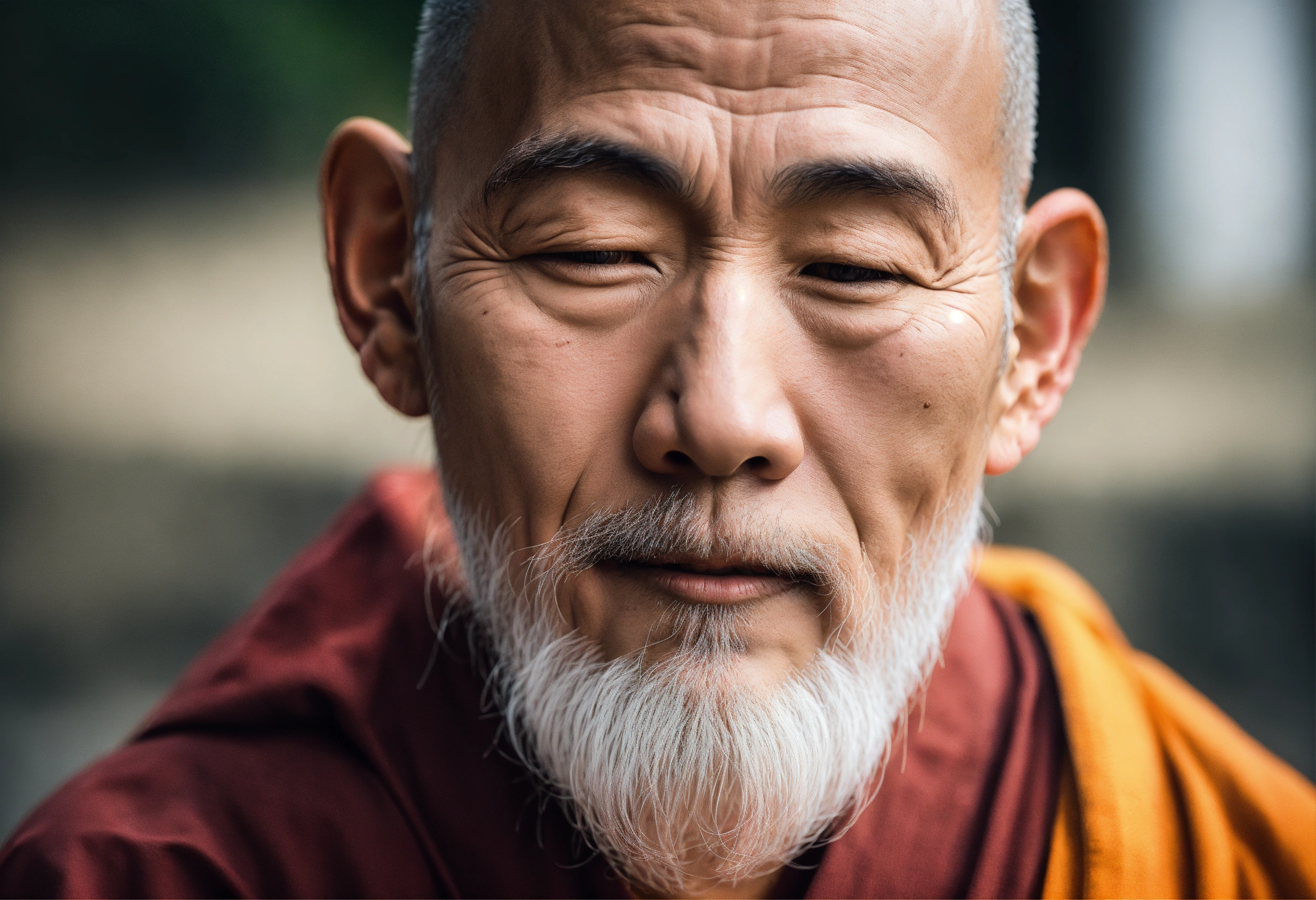 Lexica - Wise zen monk with white beard sitting in meditation