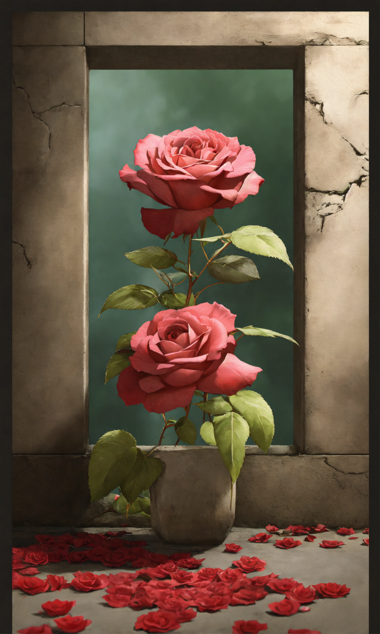 Lexica - Rose growing in concrete studio ghibli