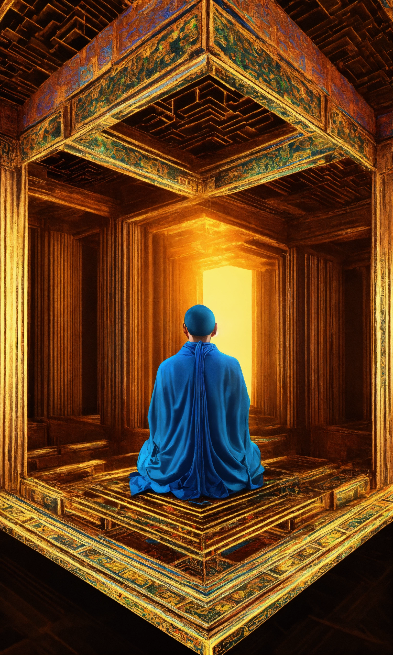 Lexica - Sitting Taoist monk tesseract body fractal three point ...