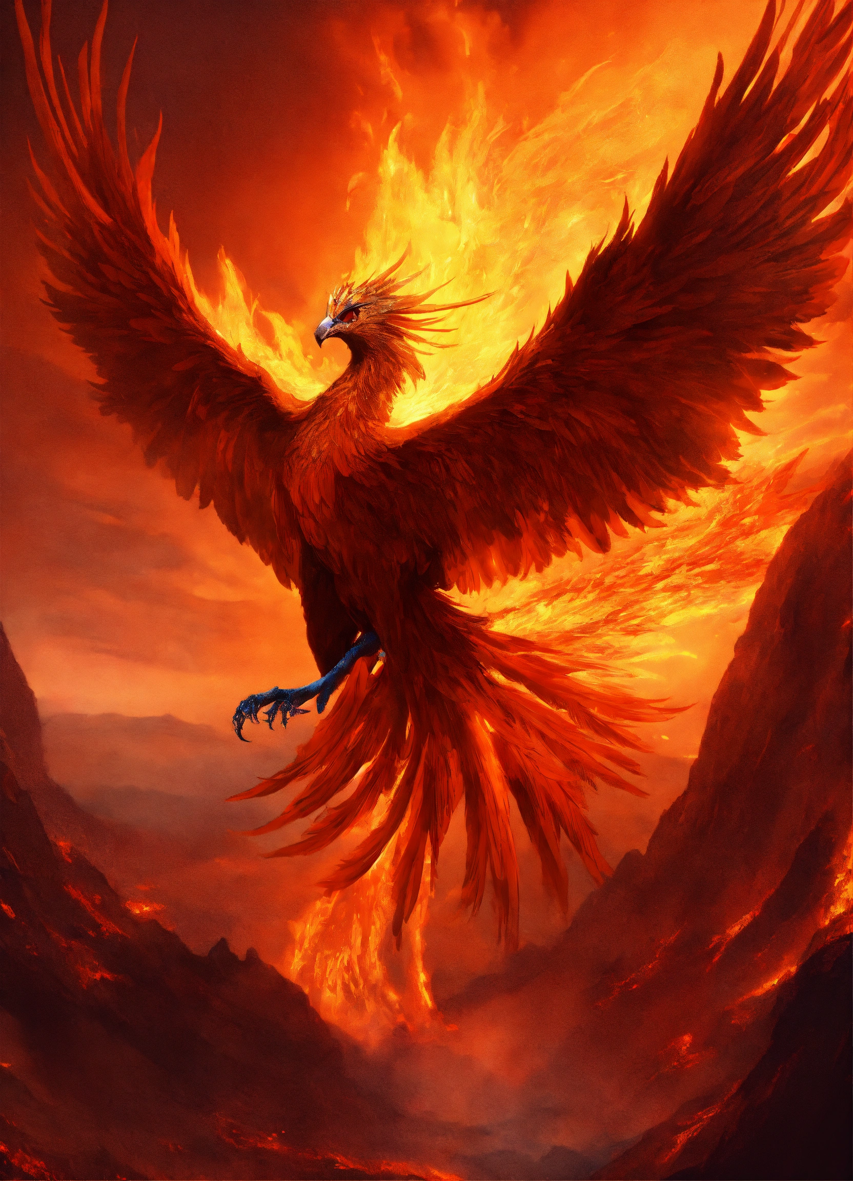 Lexica - Phoenix learning how to revive inside a vulcano. Three ...