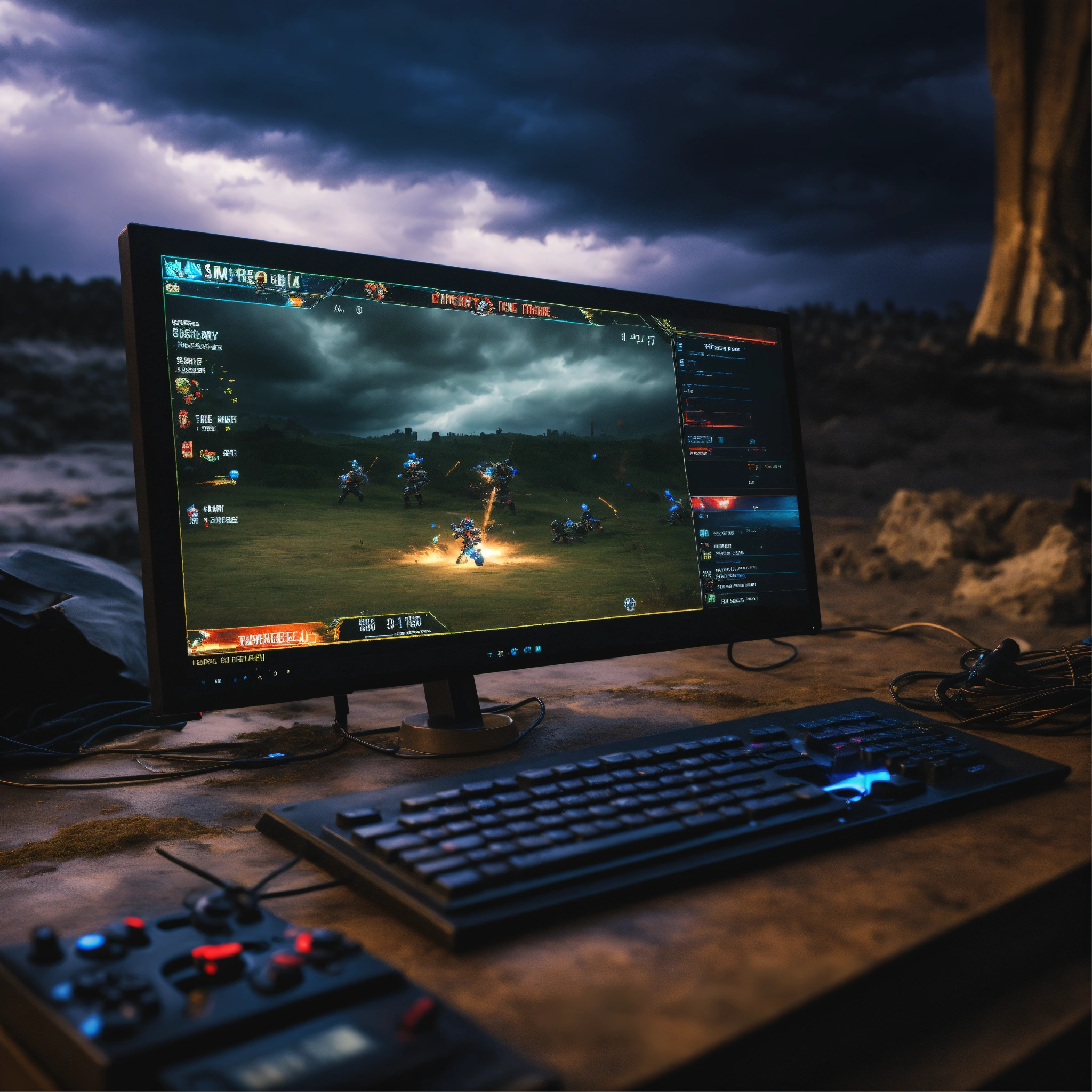 Lexica - A photo of a computer with a video game on the screen. The ...