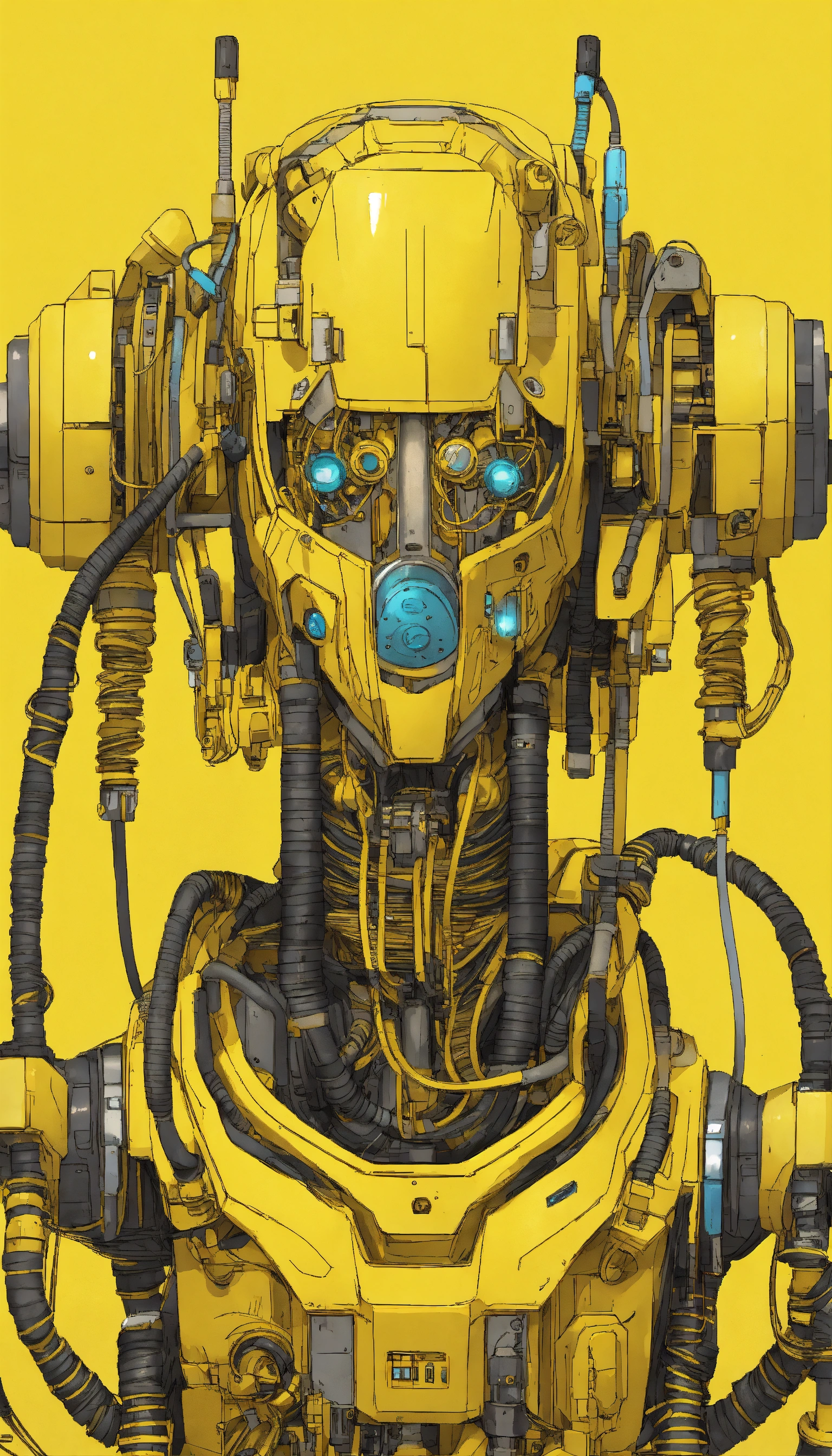 Lexica - Mechanical faceless cyberpunk robot with many cables and hoses ...