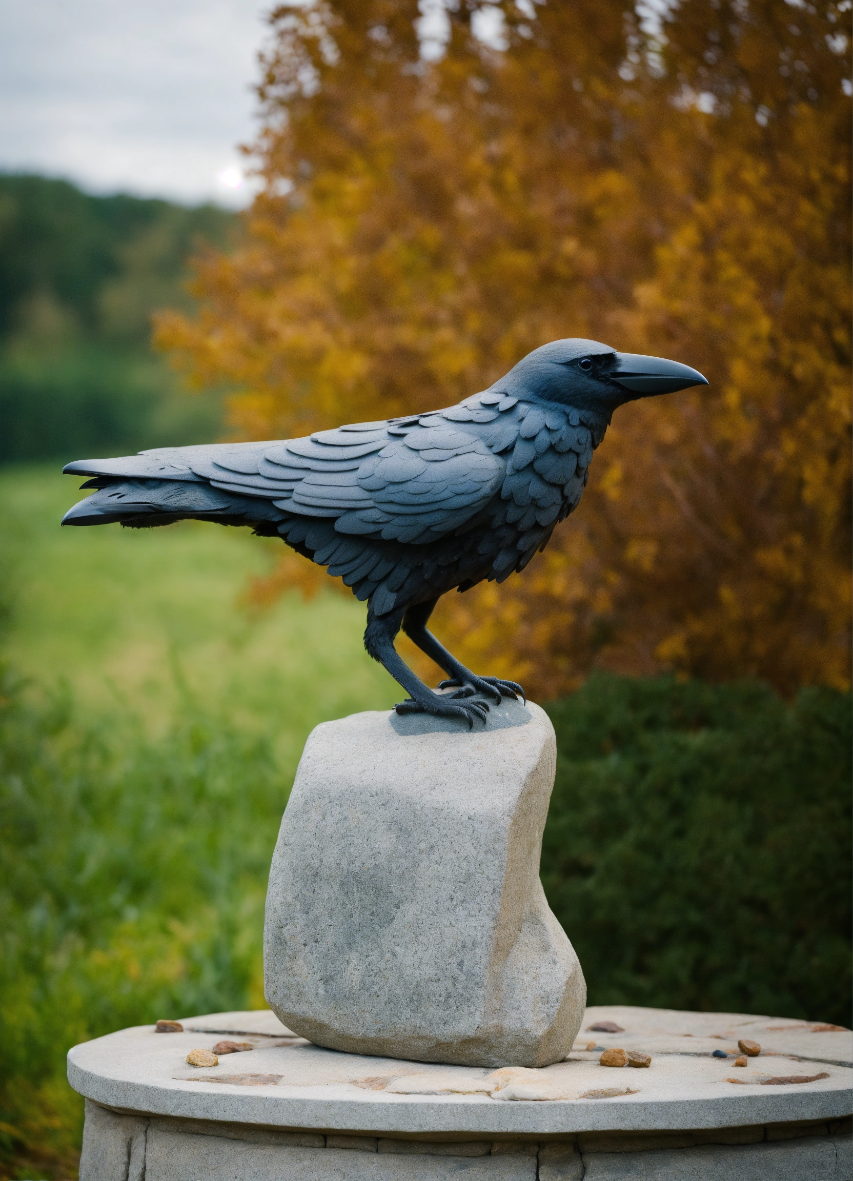 Lexica - Stone sculpture of a crow