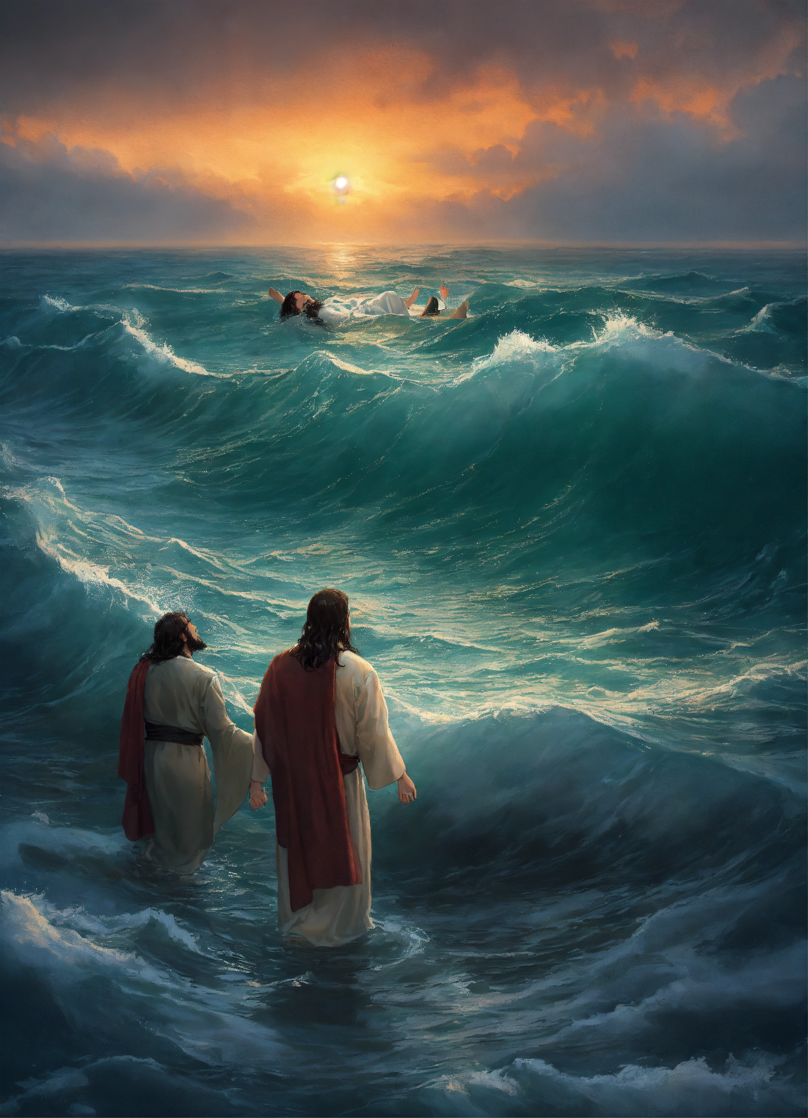 Lexica - Jesus gives his hand to man drowns in sea and saved him