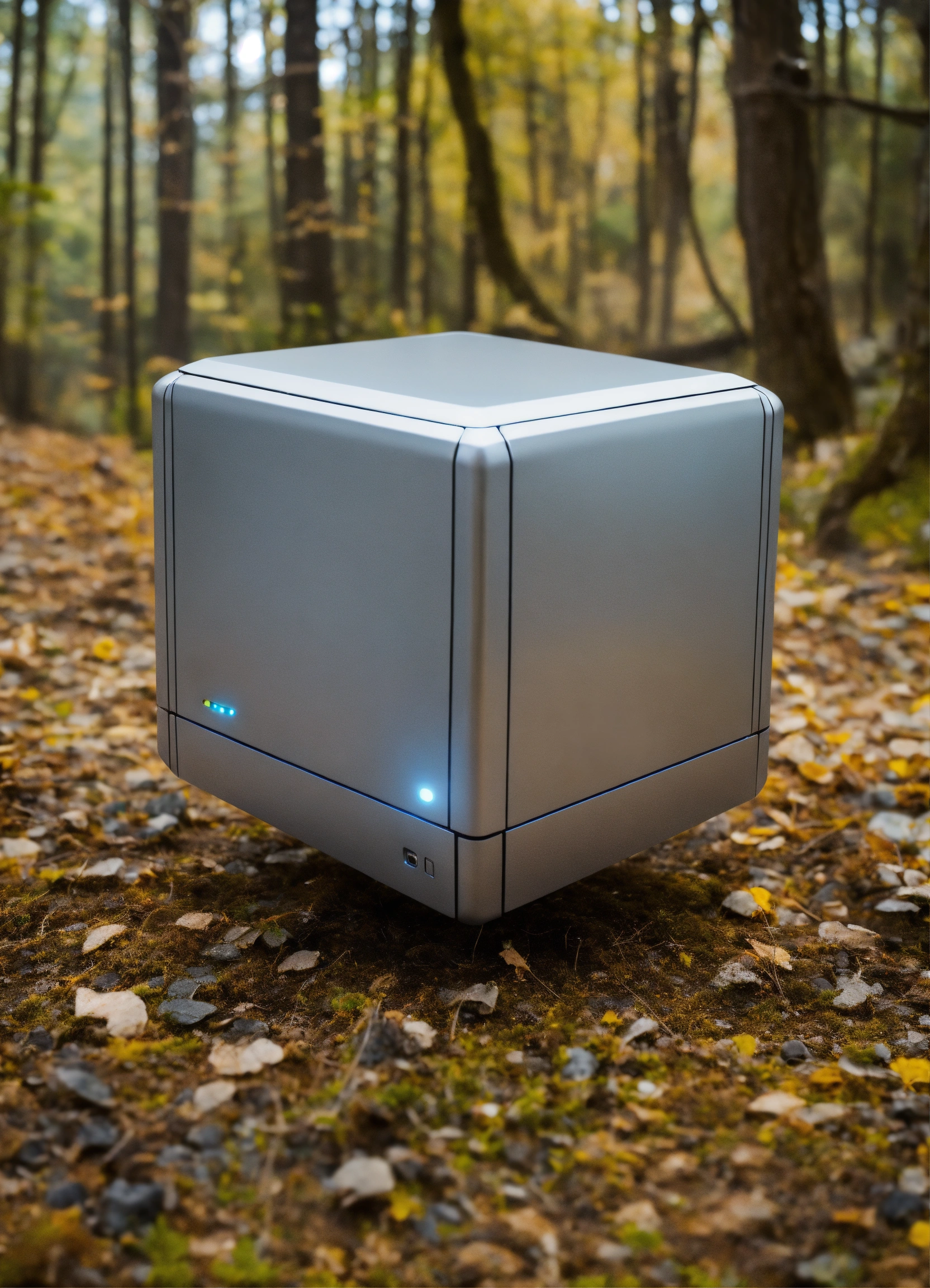 Lexica - Flying floating Robot that looks like a sleek silver cube with ...