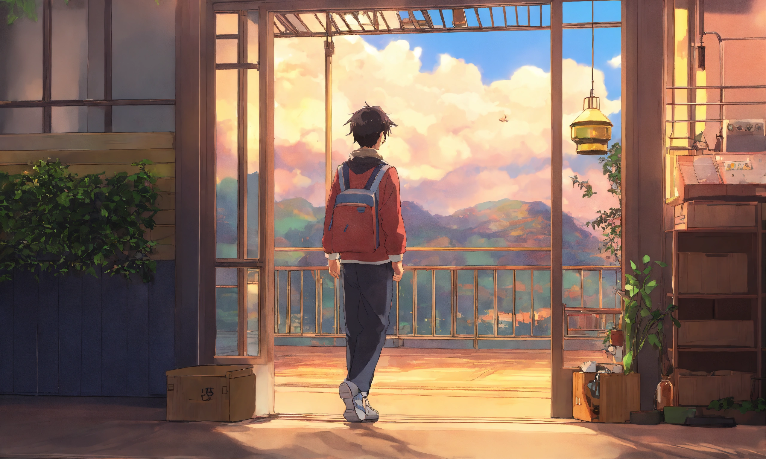 Lexica - Lofi boy anime scenery, studio A-1 Pictures style, cute face ...