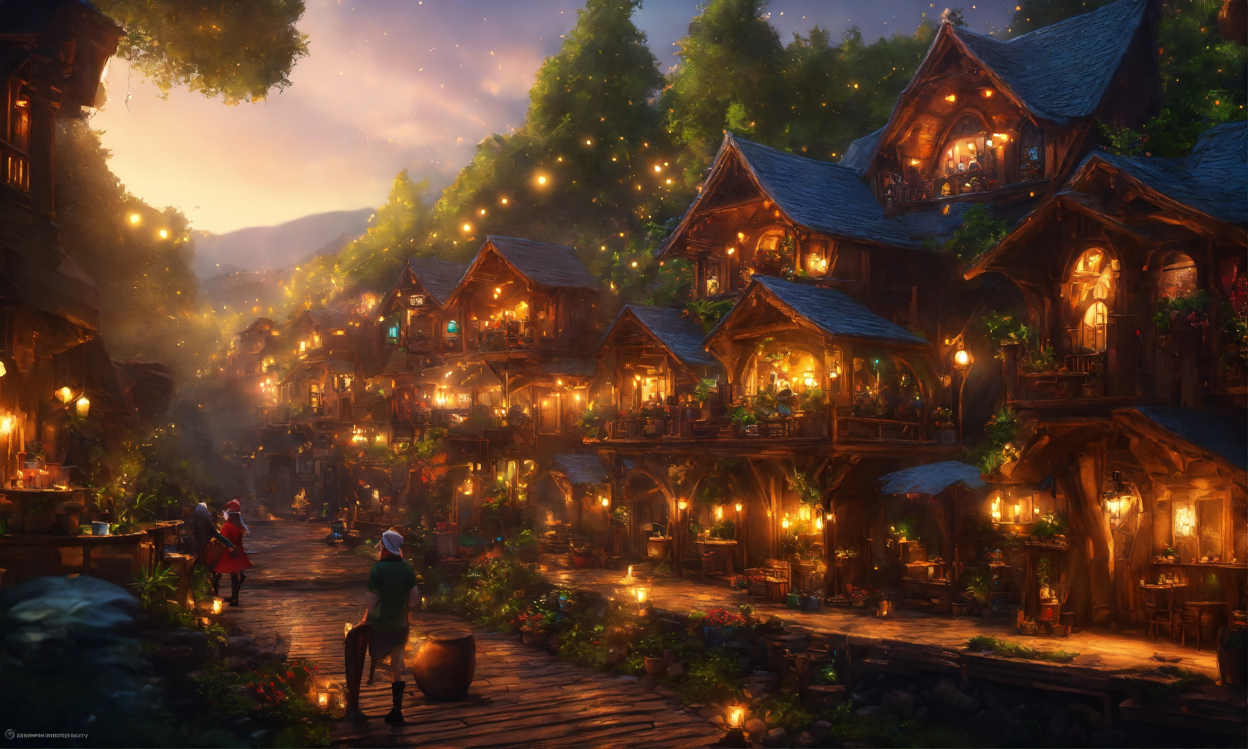 Lexica - Epic shot of ultra detailed and cozy elves city in the forest ...