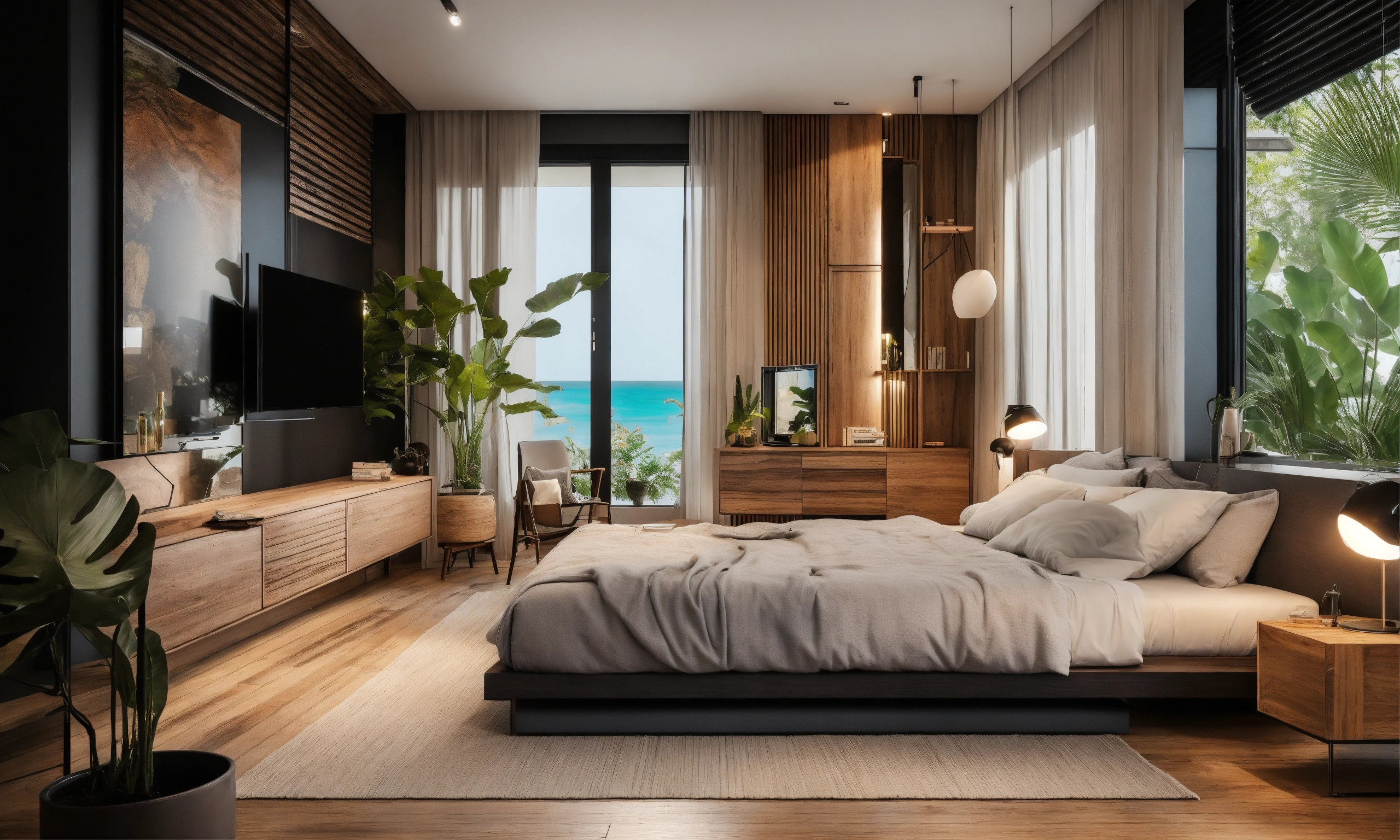 Lexica - A beautiful house design. white decor with black and wood ...