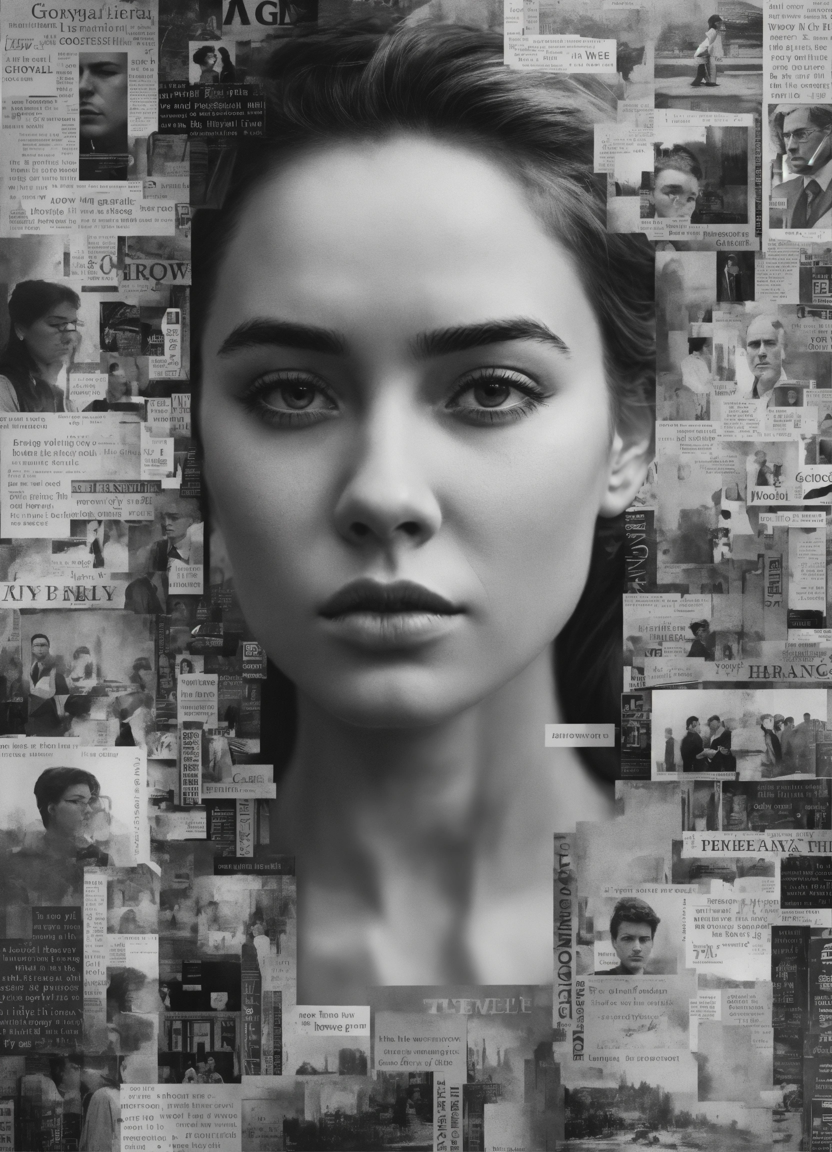 Lexica - A collage of various words, grayscale, in the style of ...