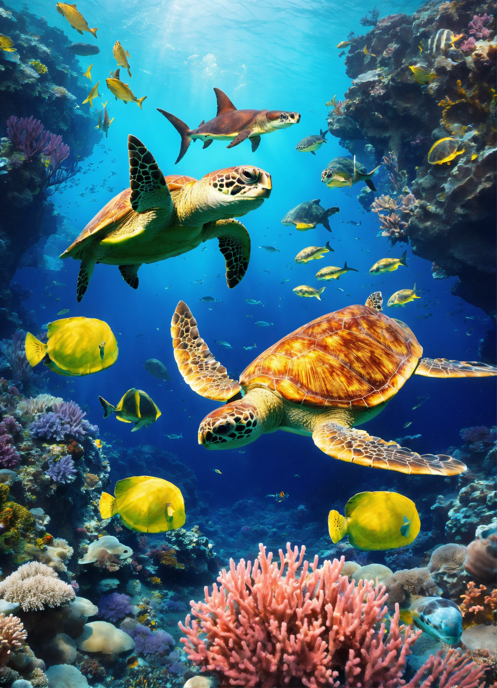 Lexica - Ocean life with turtles, corals, shark