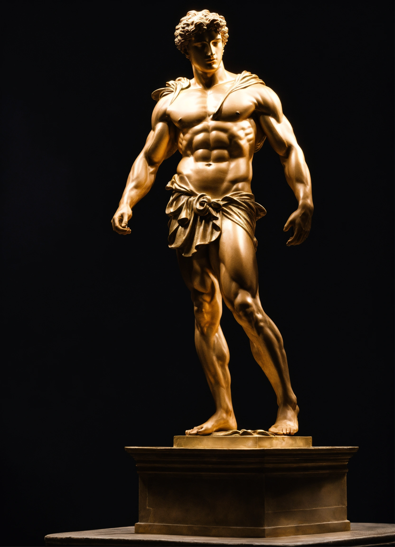Lexica - Statue of a young muscular greek god out of dark marbel having ...