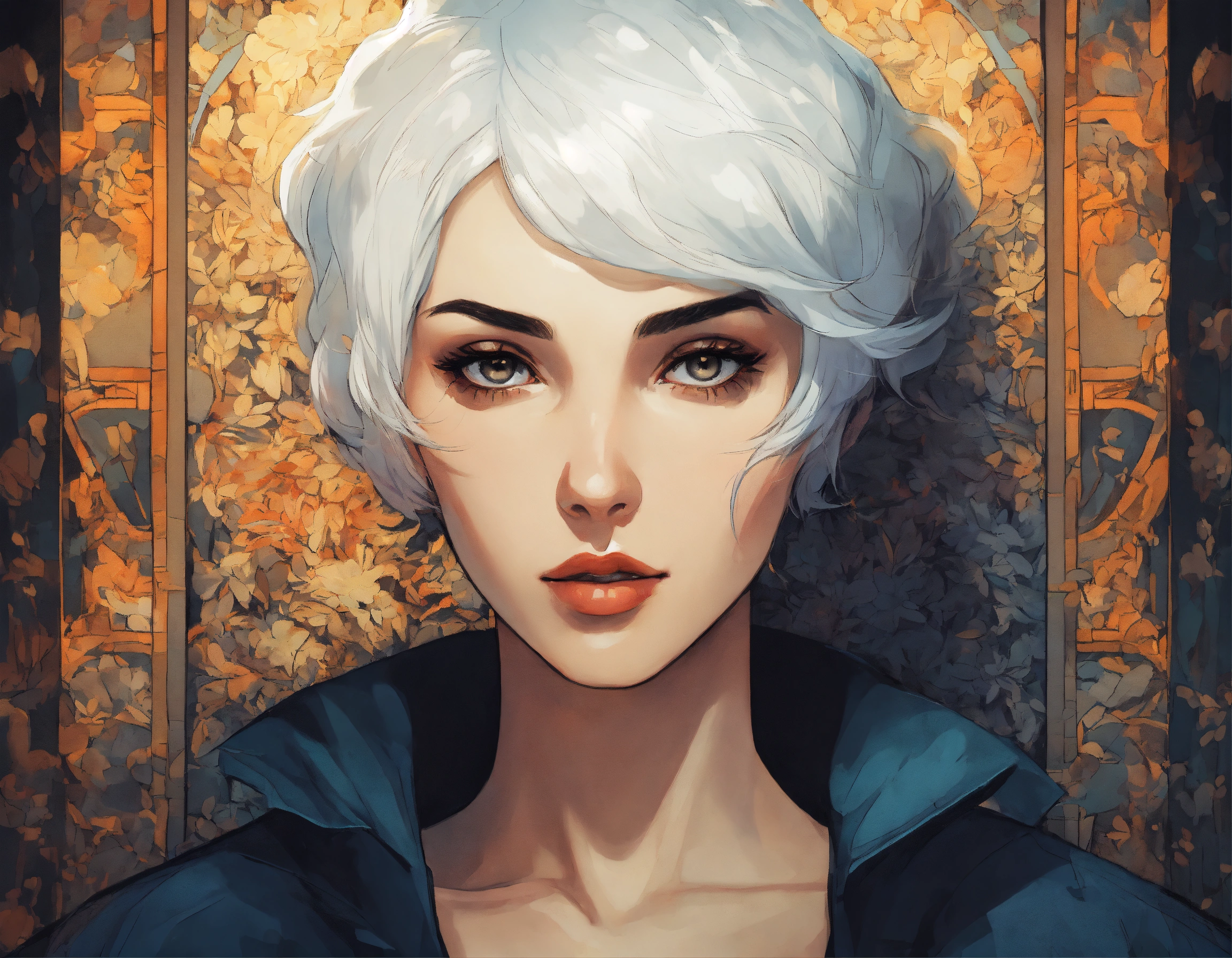 Lexica A Mysterious And Thoughfull Woman With Short White Hair 