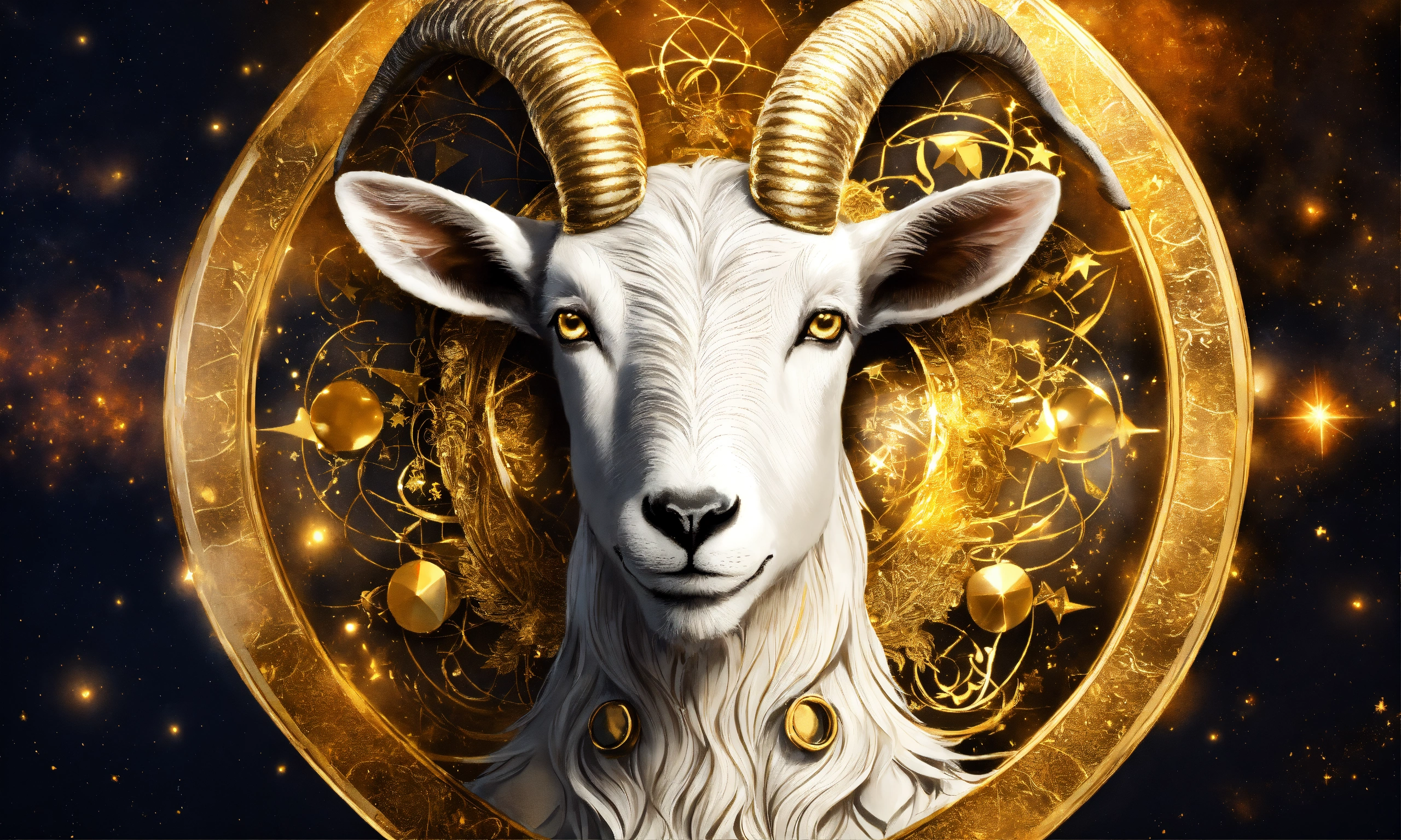 Lexica - White and gold brutal goat, zodiac sign, white, gold, universe ...