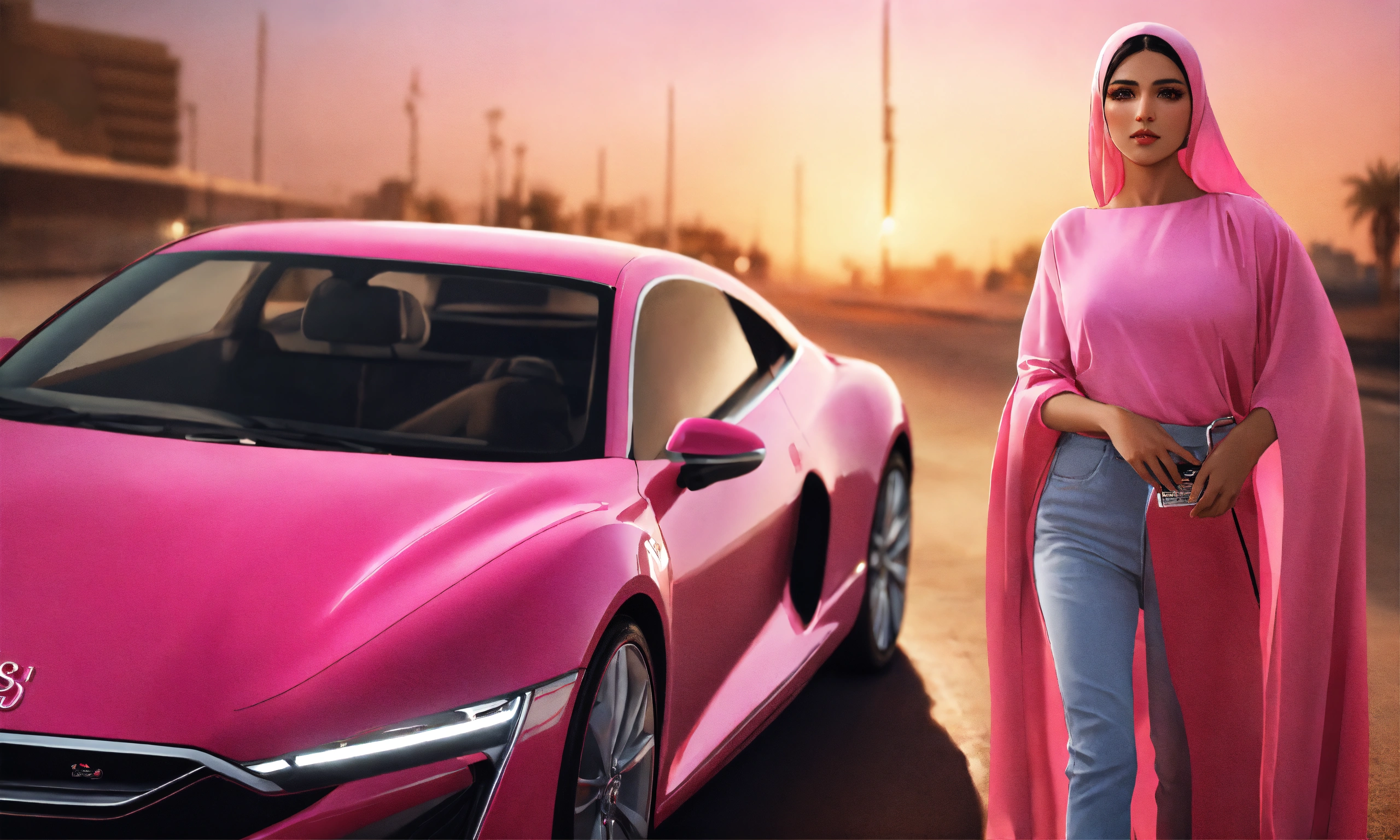Lexica - Saudi woman, driver, in pink car, photo-realistic, 8K, high ...