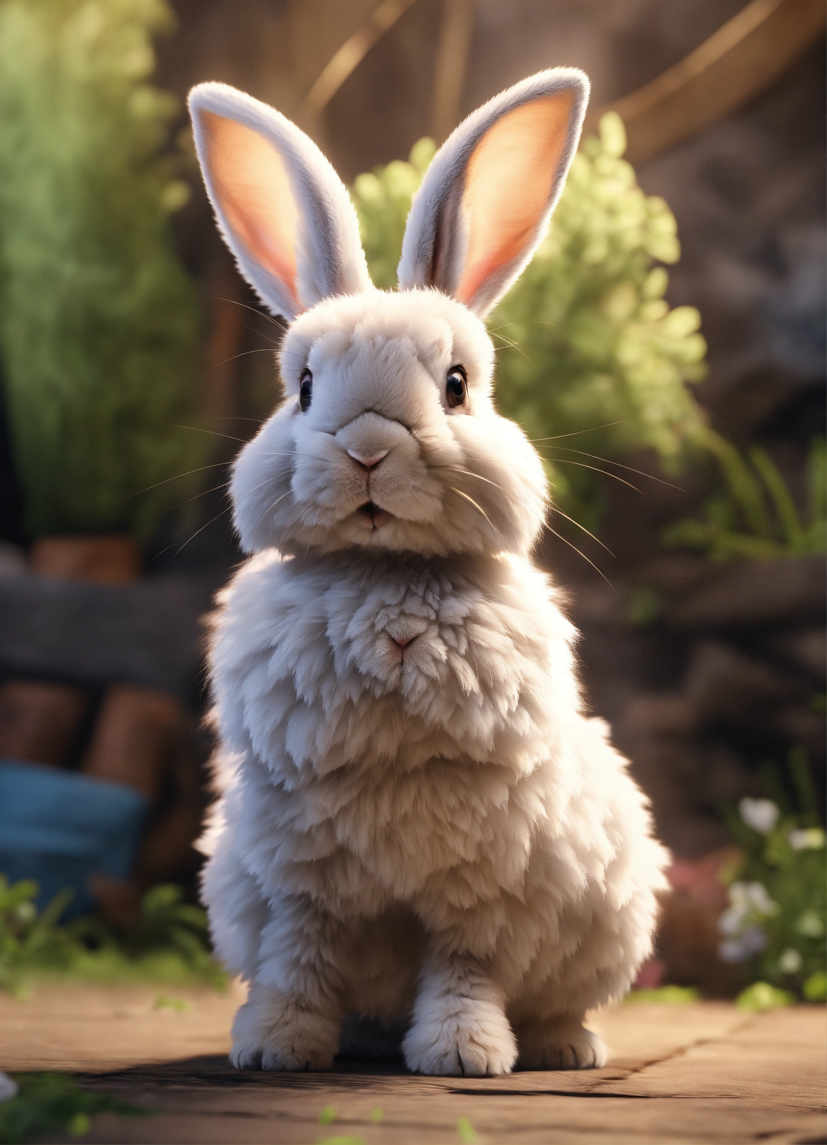 Lexica - Cute fluffy rabbit standing on png background, unreal engine ...