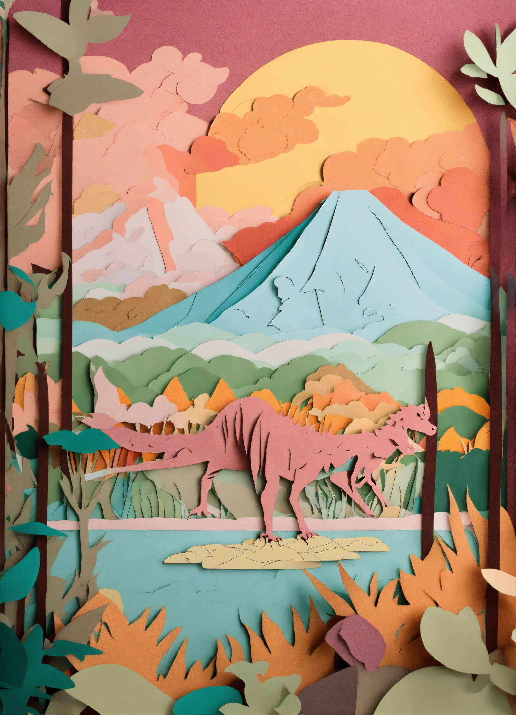 Lexica - 2d laser cut paper illustration. Layered paper. Foreground ...